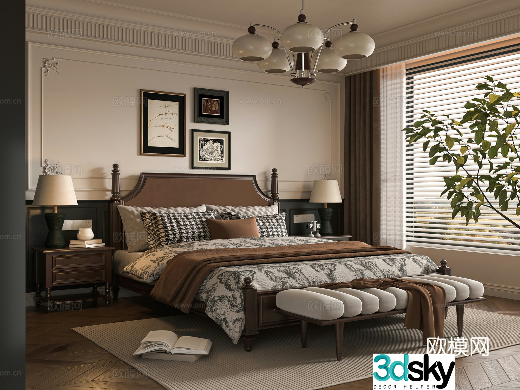 Middle-aged bedroom 3d model