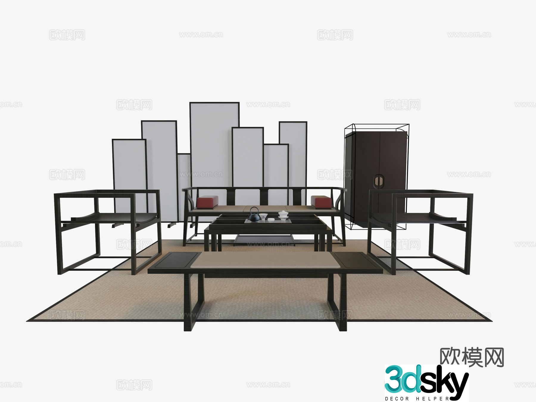 Song style living room sofa 3d model