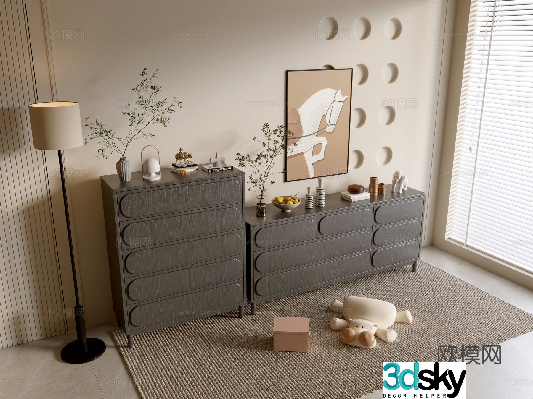 Modern black cabinet side cabinet chest of cabinets low cabinet whole cabinet side cabinet balcony cabinet storage cabinet 3d model