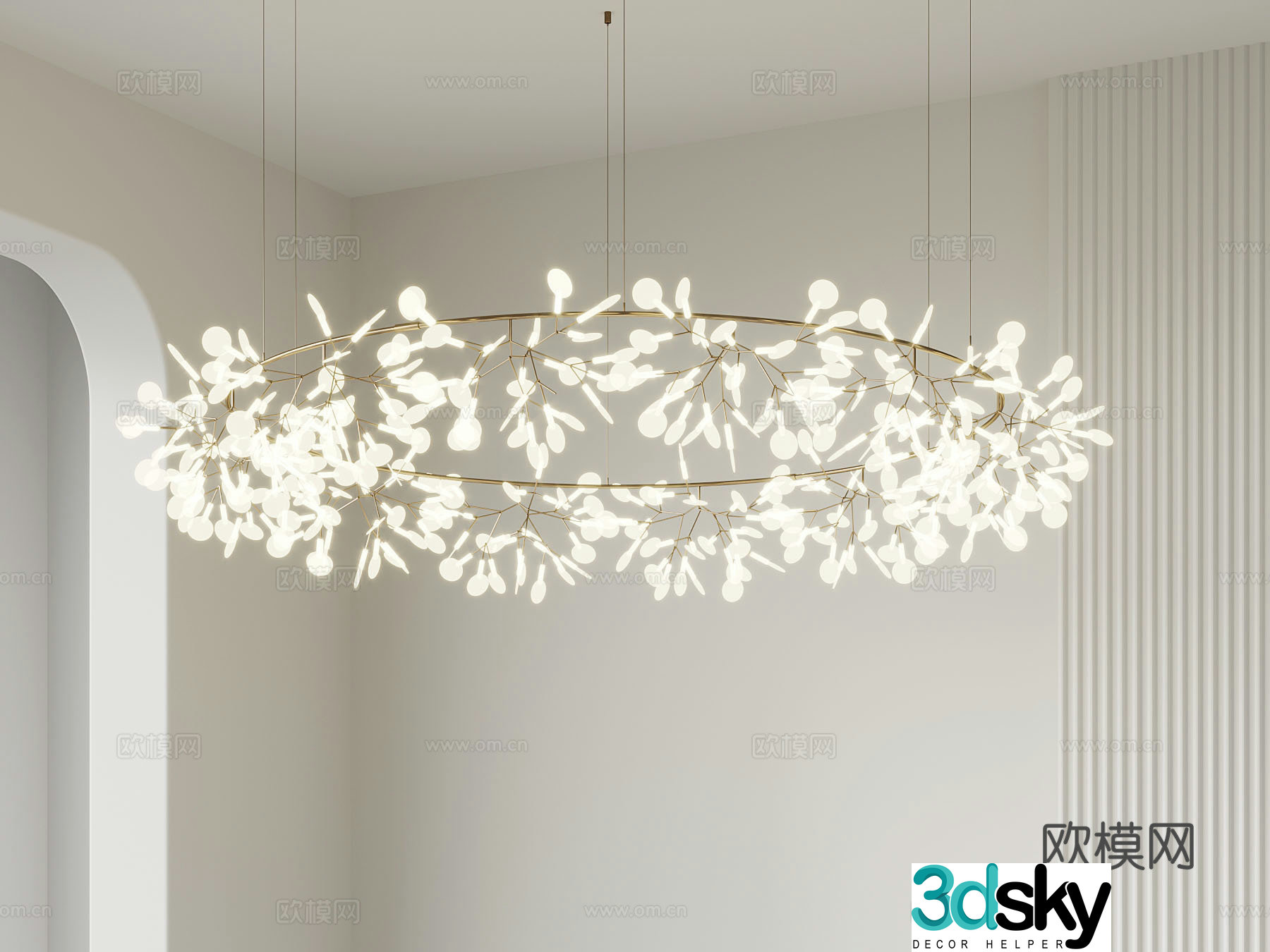 Creamy style art chandelier 3d model