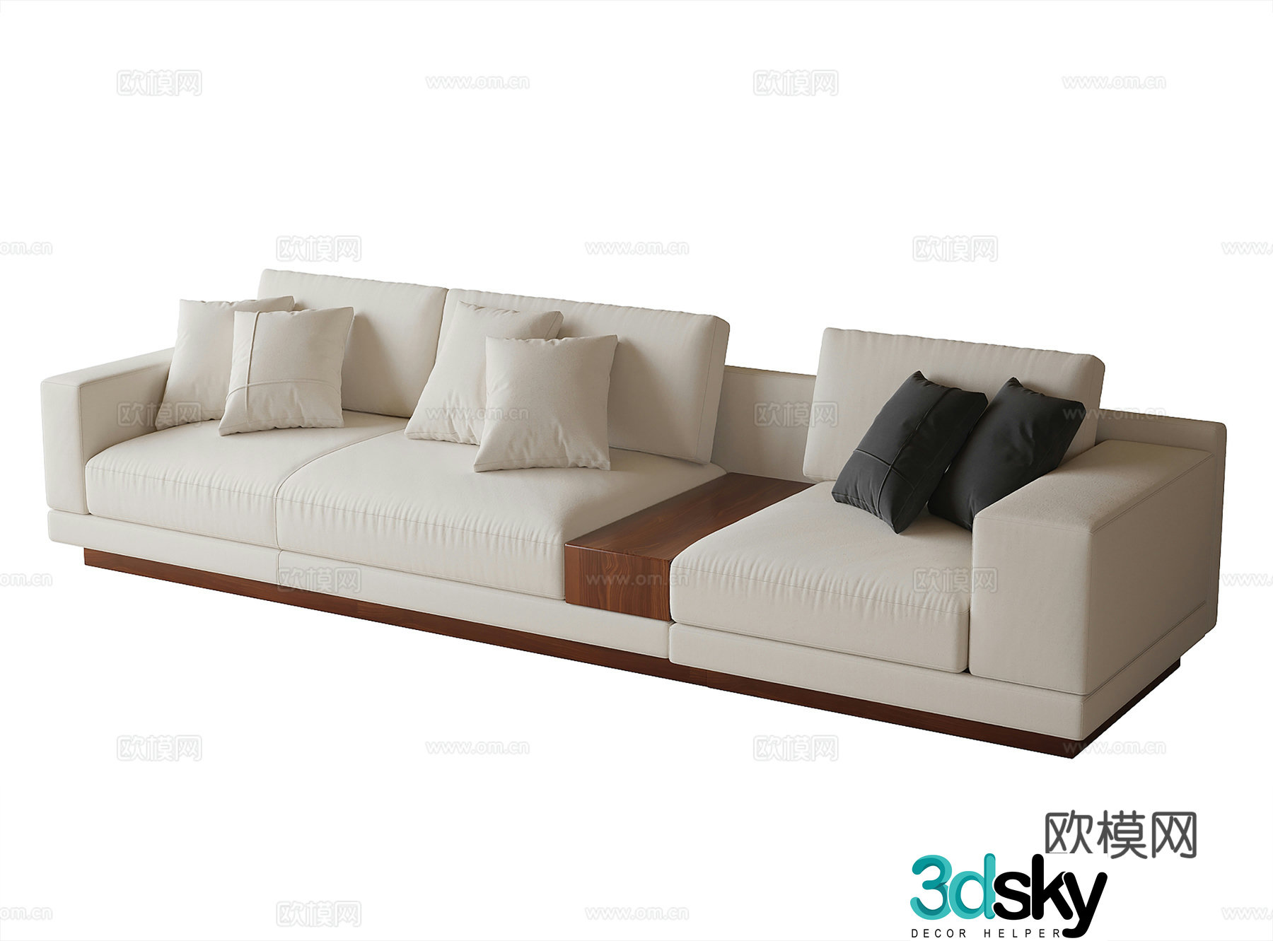 Modern three-seater sofa multi-seater sofa 3d model