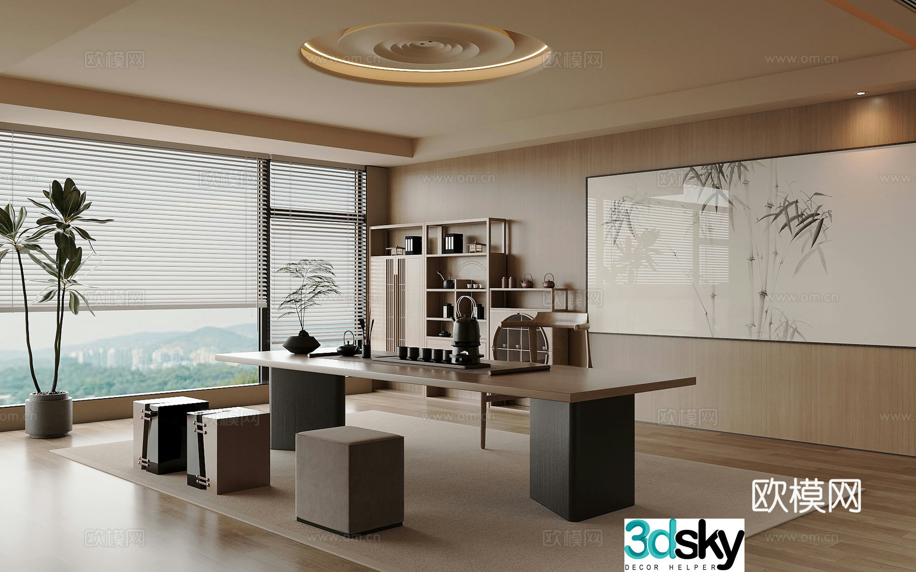 Tea room new Chinese style tea cabinet tea table decorative 3D model