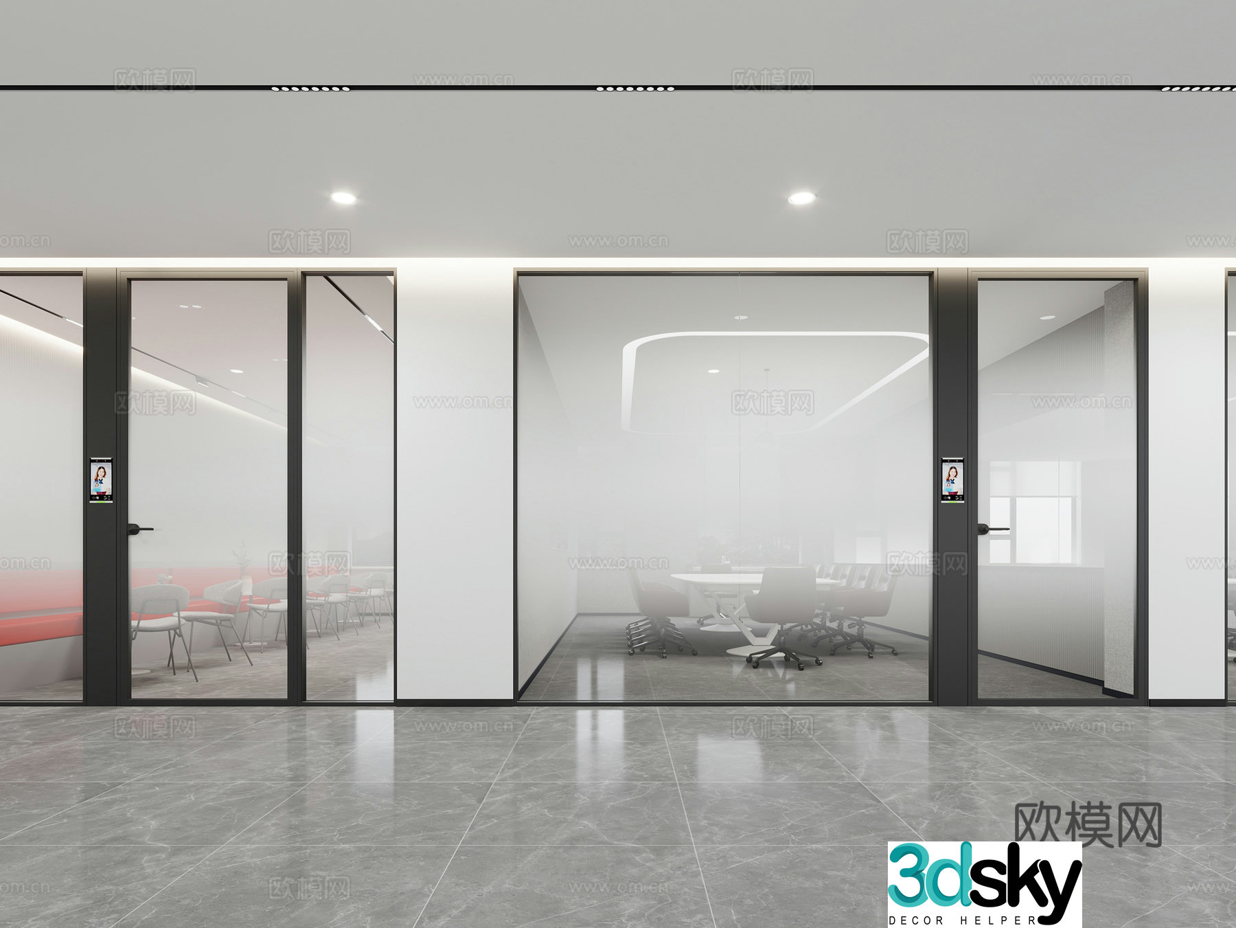 Glass partition gradient film 3D model