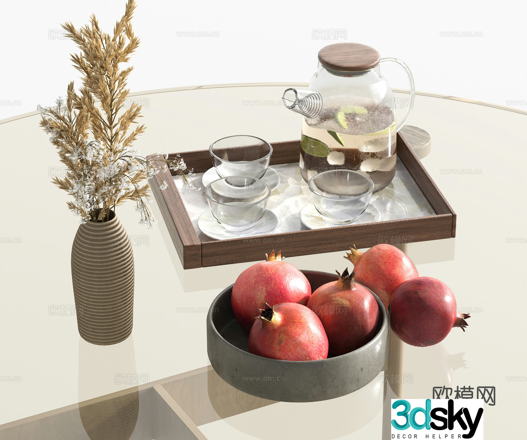 Chinese style Wasabi desktop ornaments Fruit beverage flower ornaments Beverage tray ornaments Sideboard ornaments 3D model