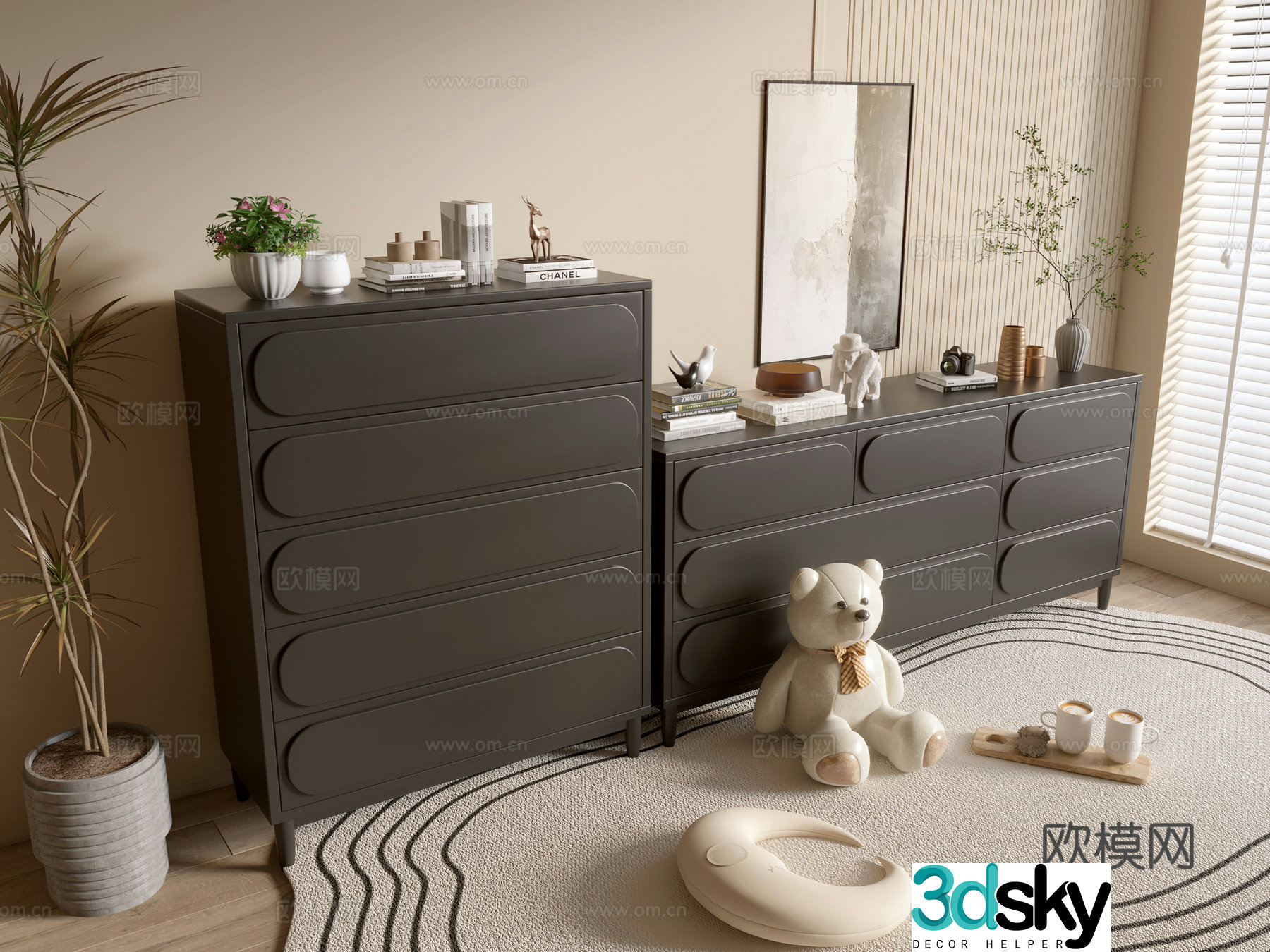 Modern black cabinet side cabinet chest of cabinets low cabinet whole cabinet side cabinet balcony cabinet storage cabinet 3d model