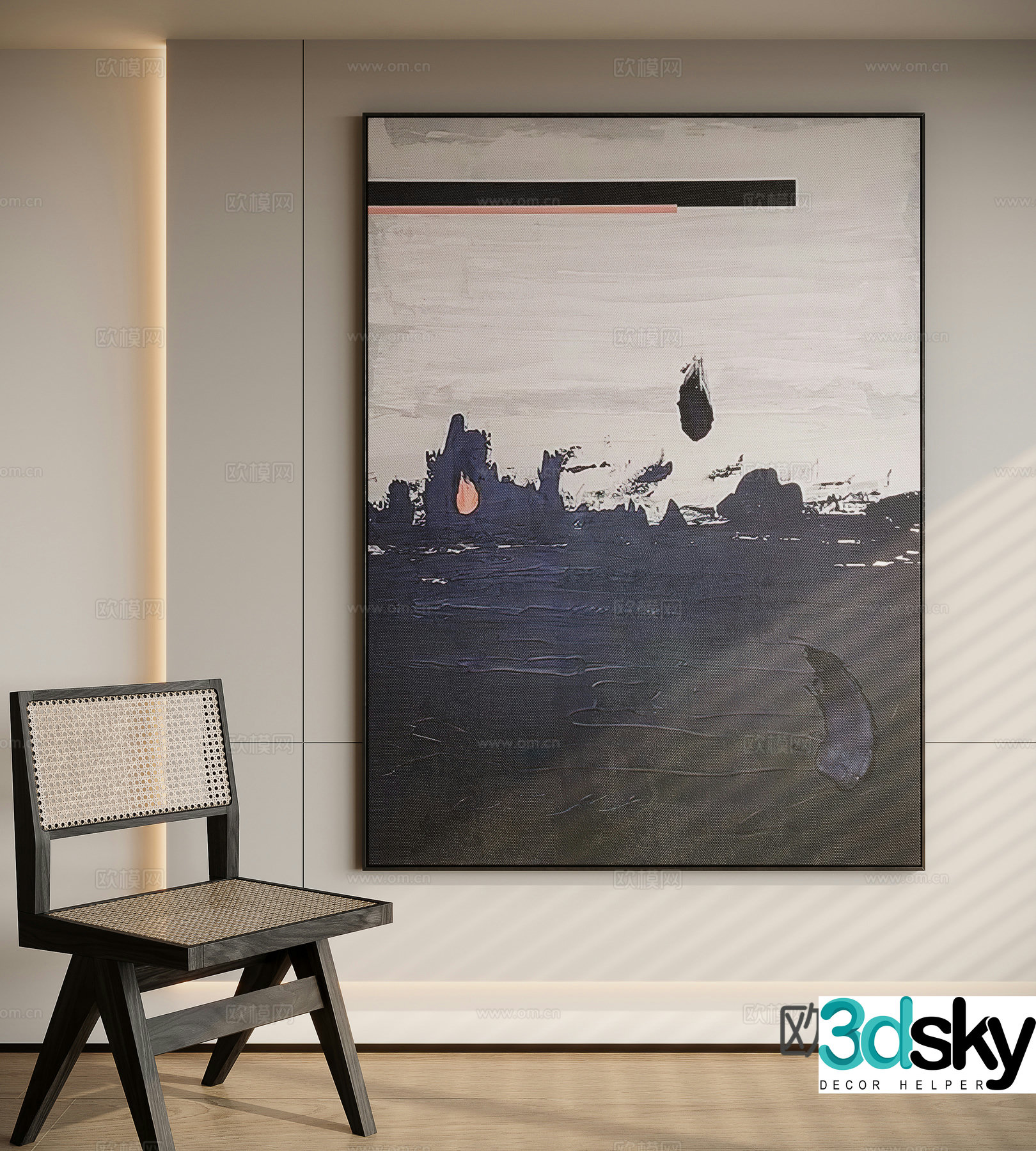 Modern minimalist decorative painting 3d model