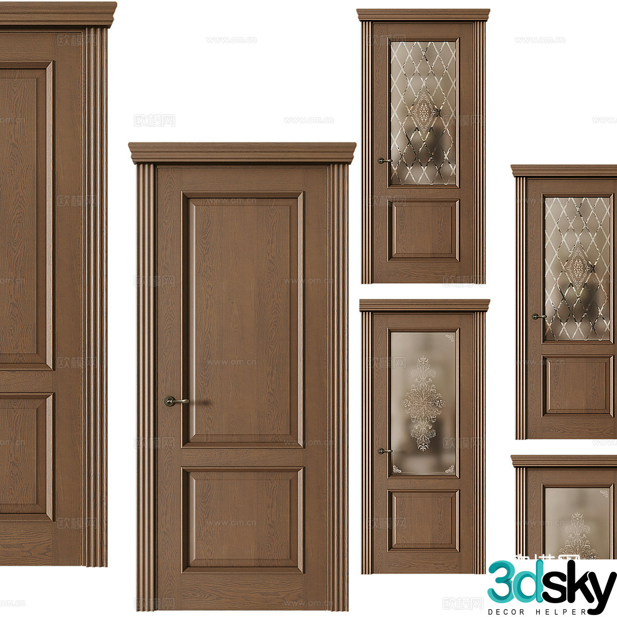 Nordic simple room door door simple door bedroom door 3d model