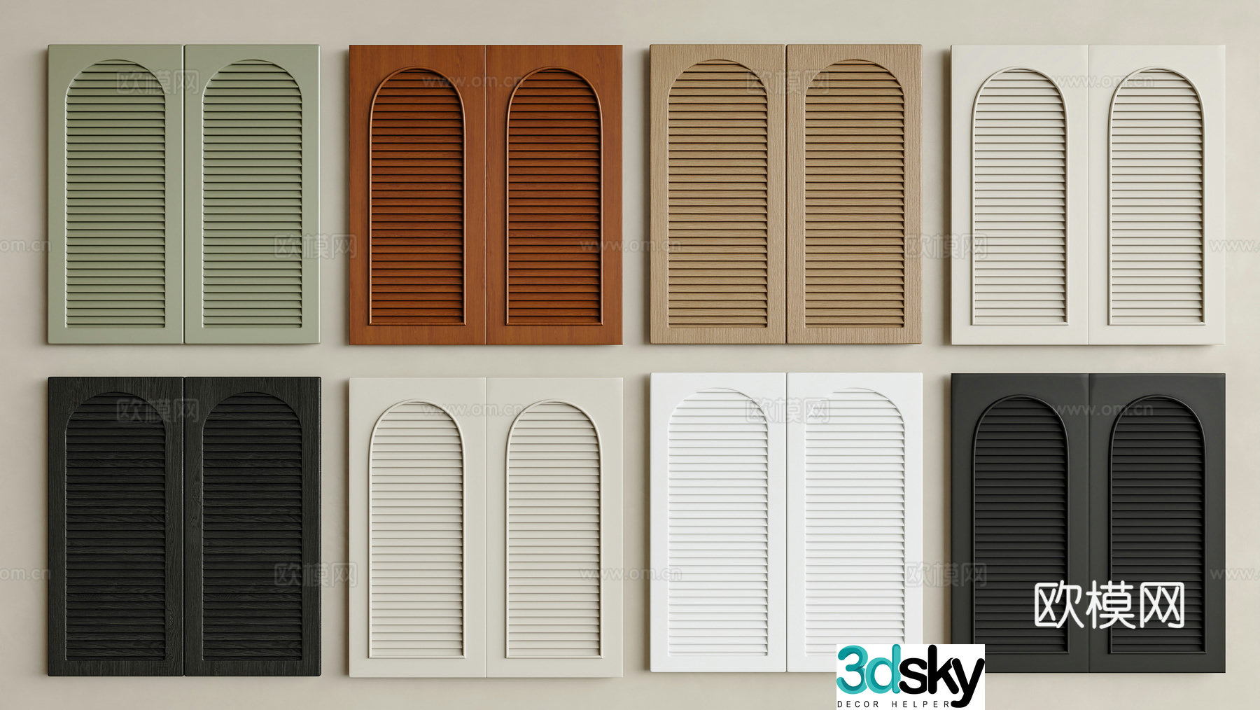French medieval louver doors louver doors shoe cabinet louver doors louver doors blinds curved louver doors 3D model