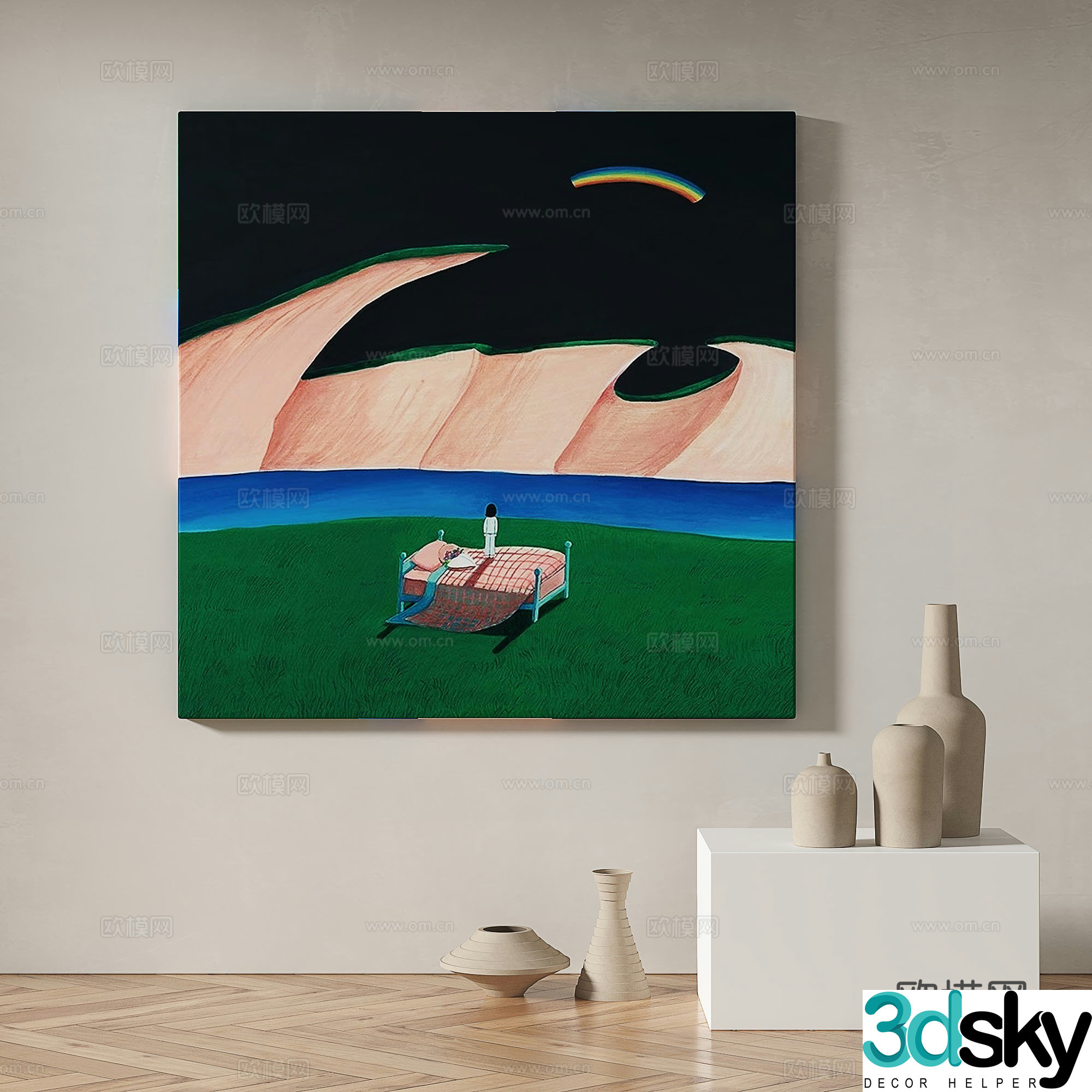 Modern minimalist abstract decorative painting 3d model