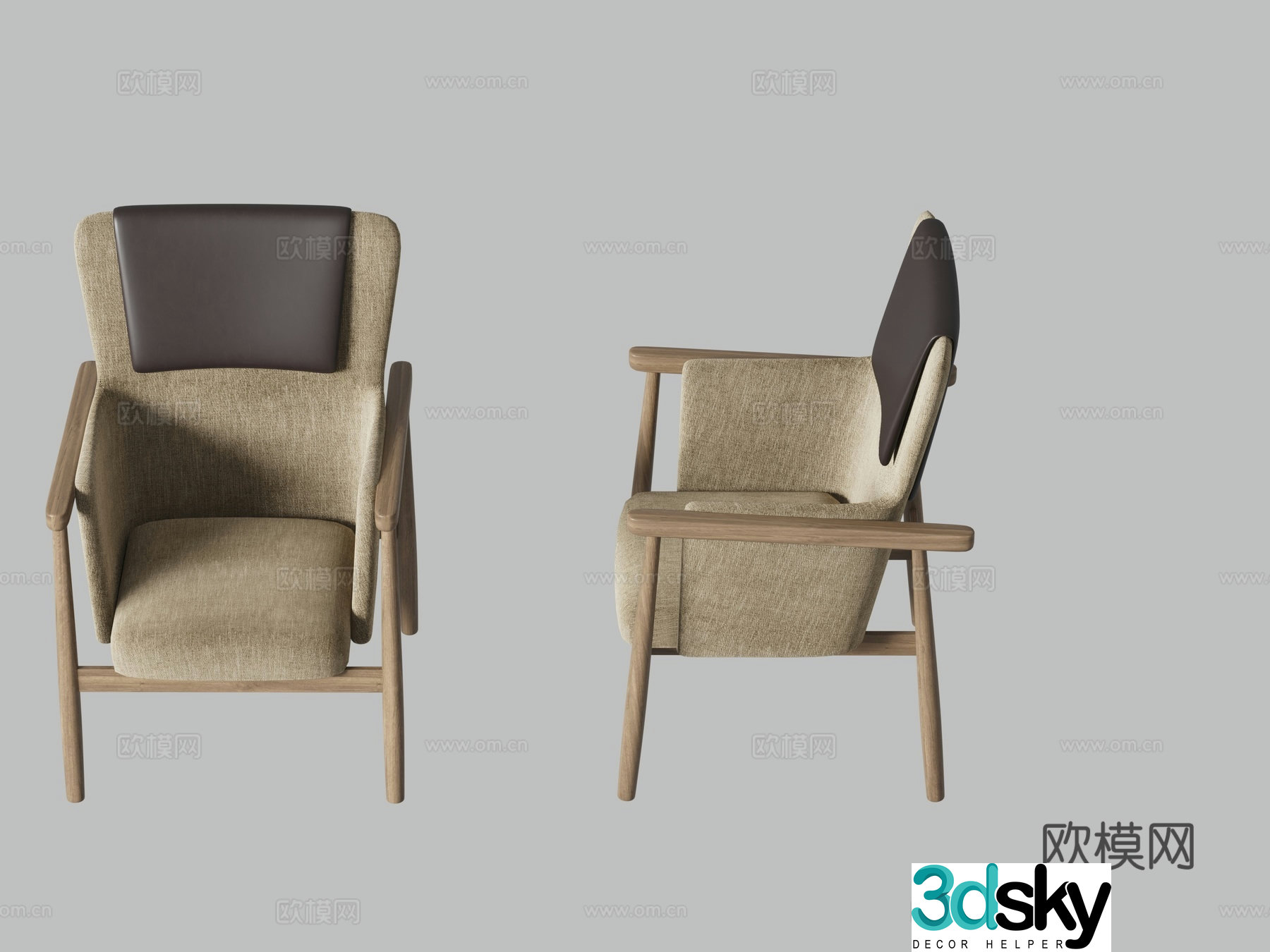 Nordic restaurant chair study chair 3d model