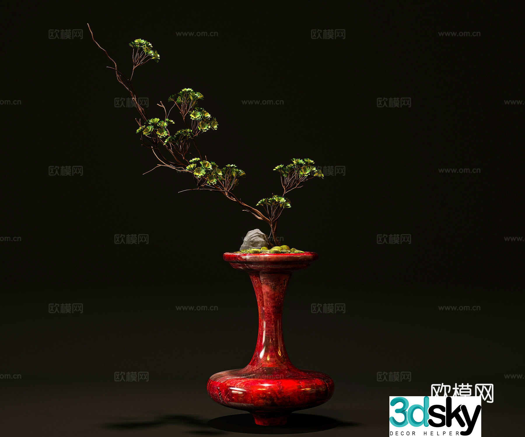 3D model of flower arrangement of vase