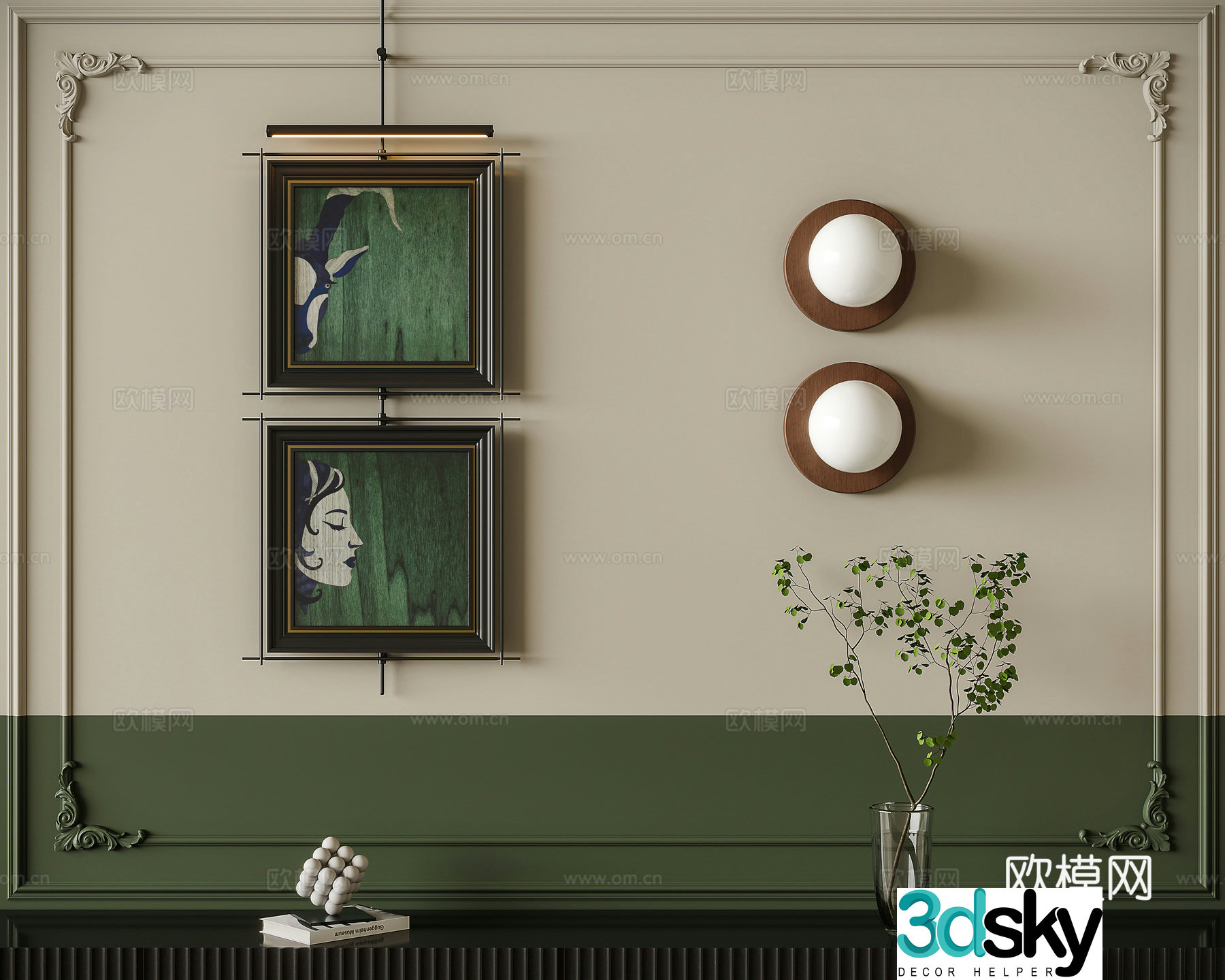 French retro decorative painting 3d model