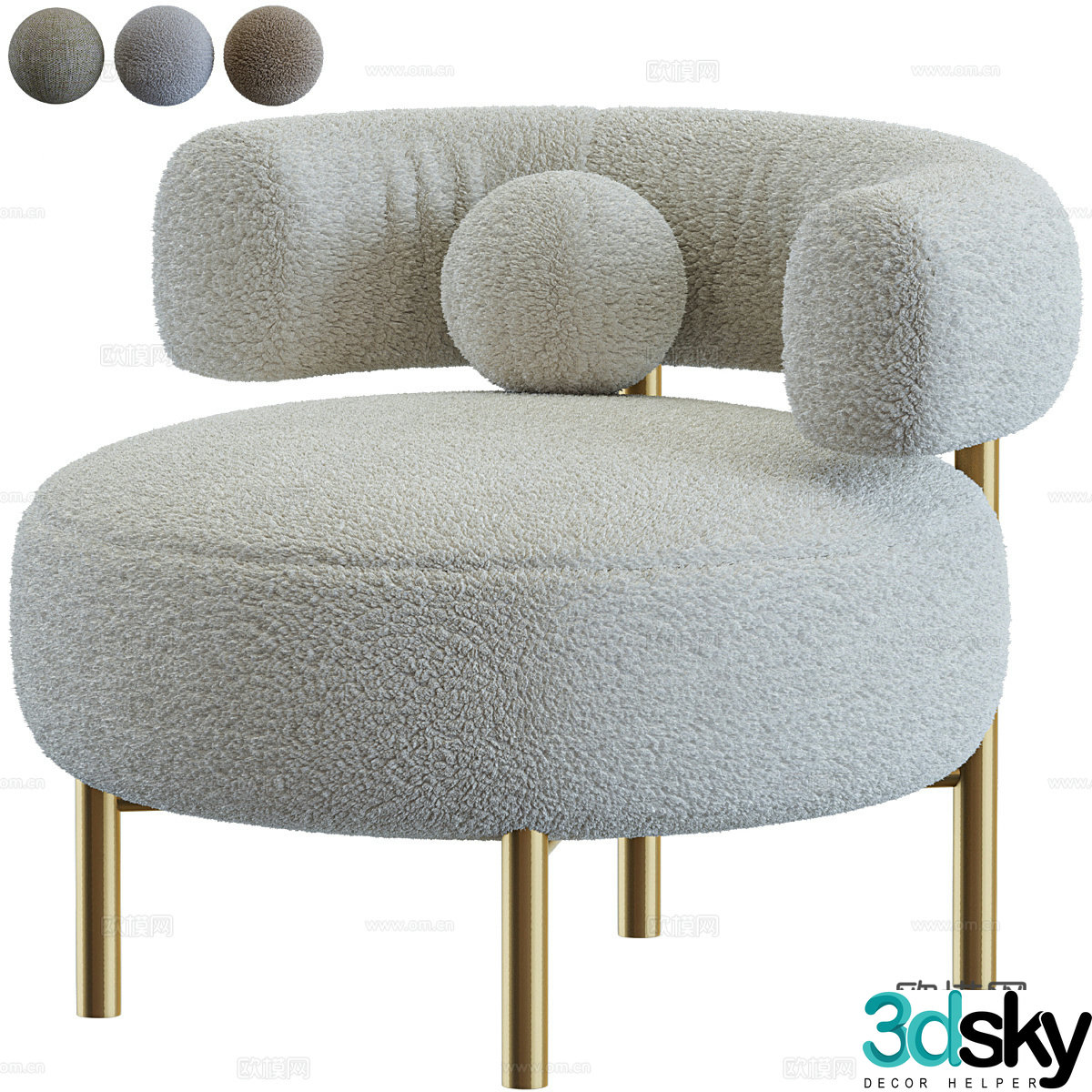 Modern light luxury Thompson armchair 3d model