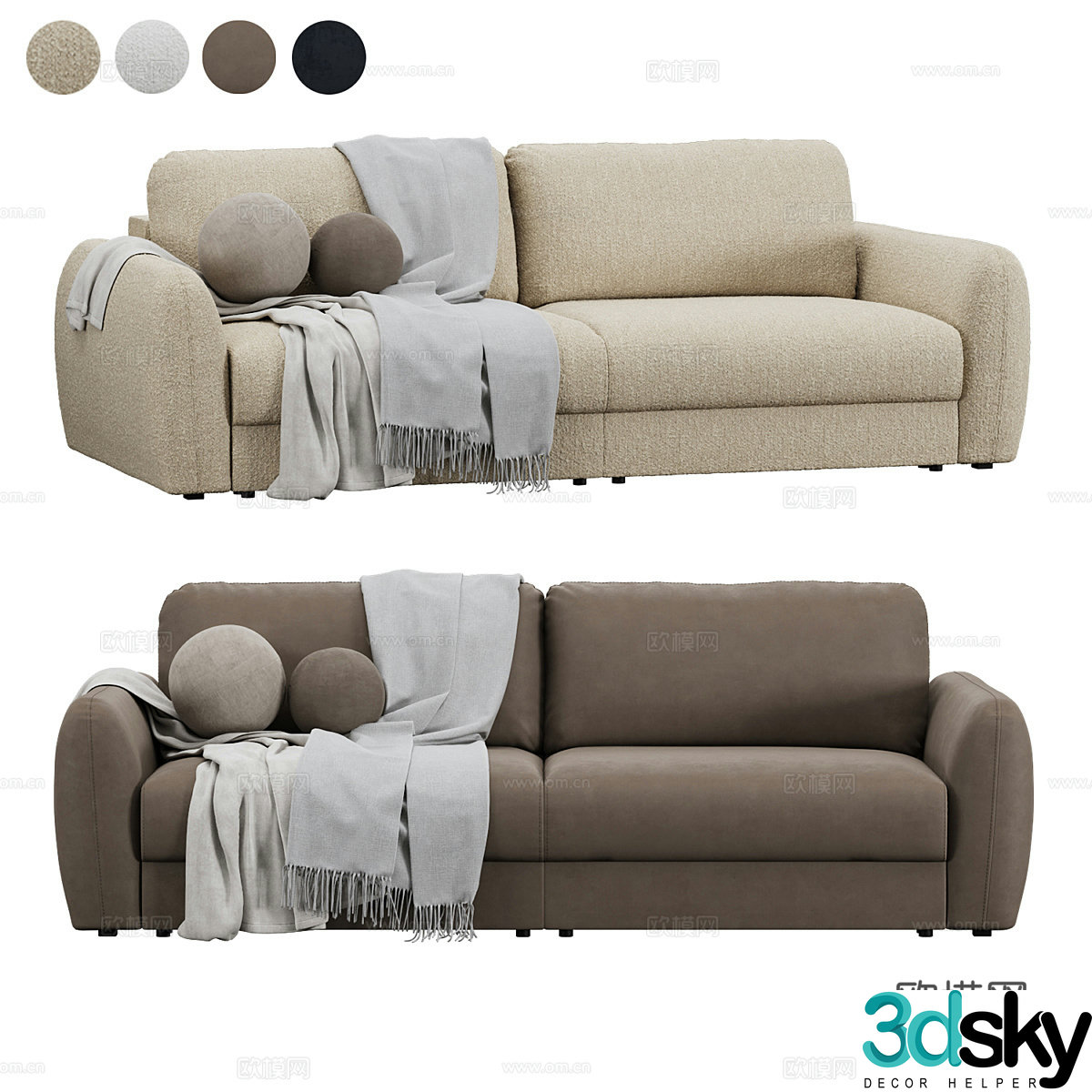 Modern Italian Divan Biyani double sofa 3d model