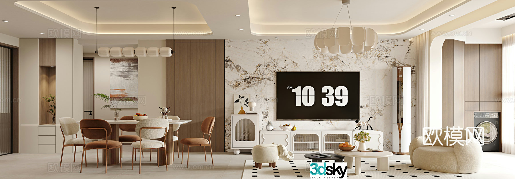 Creamy Style Restaurant 3D Model