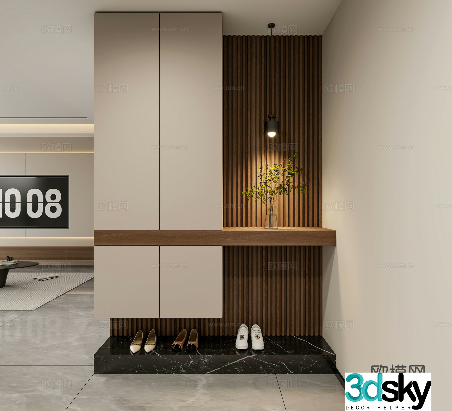 Modern Italian style entrance cabinet entrance entrance shoe cabinet entrance decoration cabinet 3D model