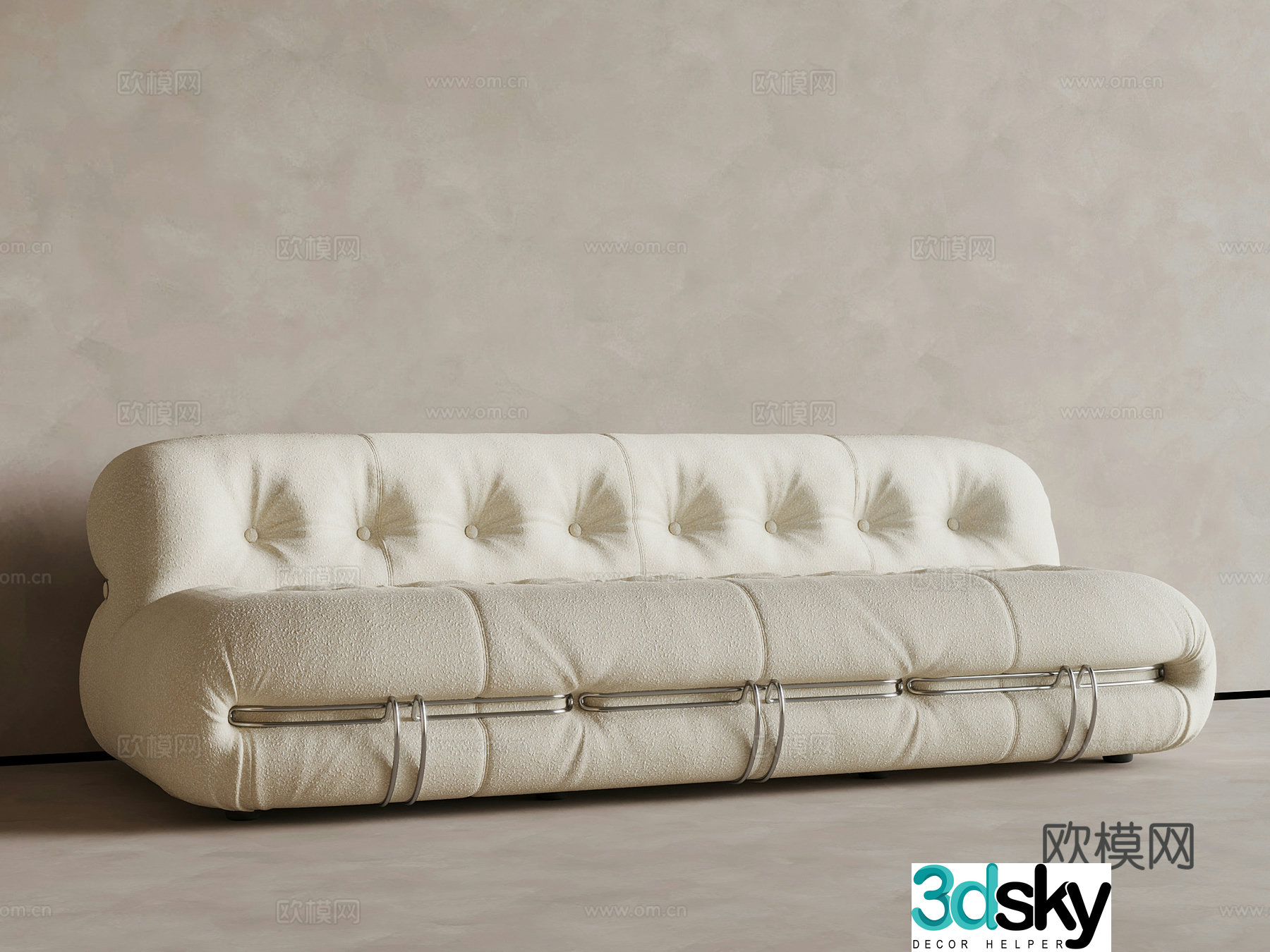 Sofa French cream style multi-person sofa 3d model
