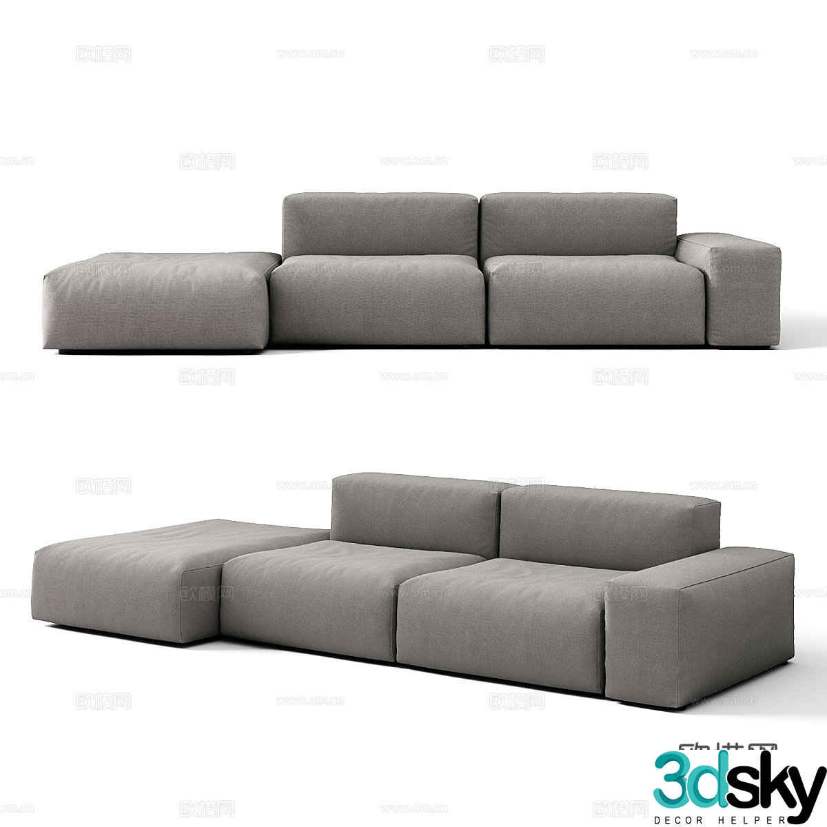 Modern simple double sofa double sofa simple sofa living room sofa pillow 3D model