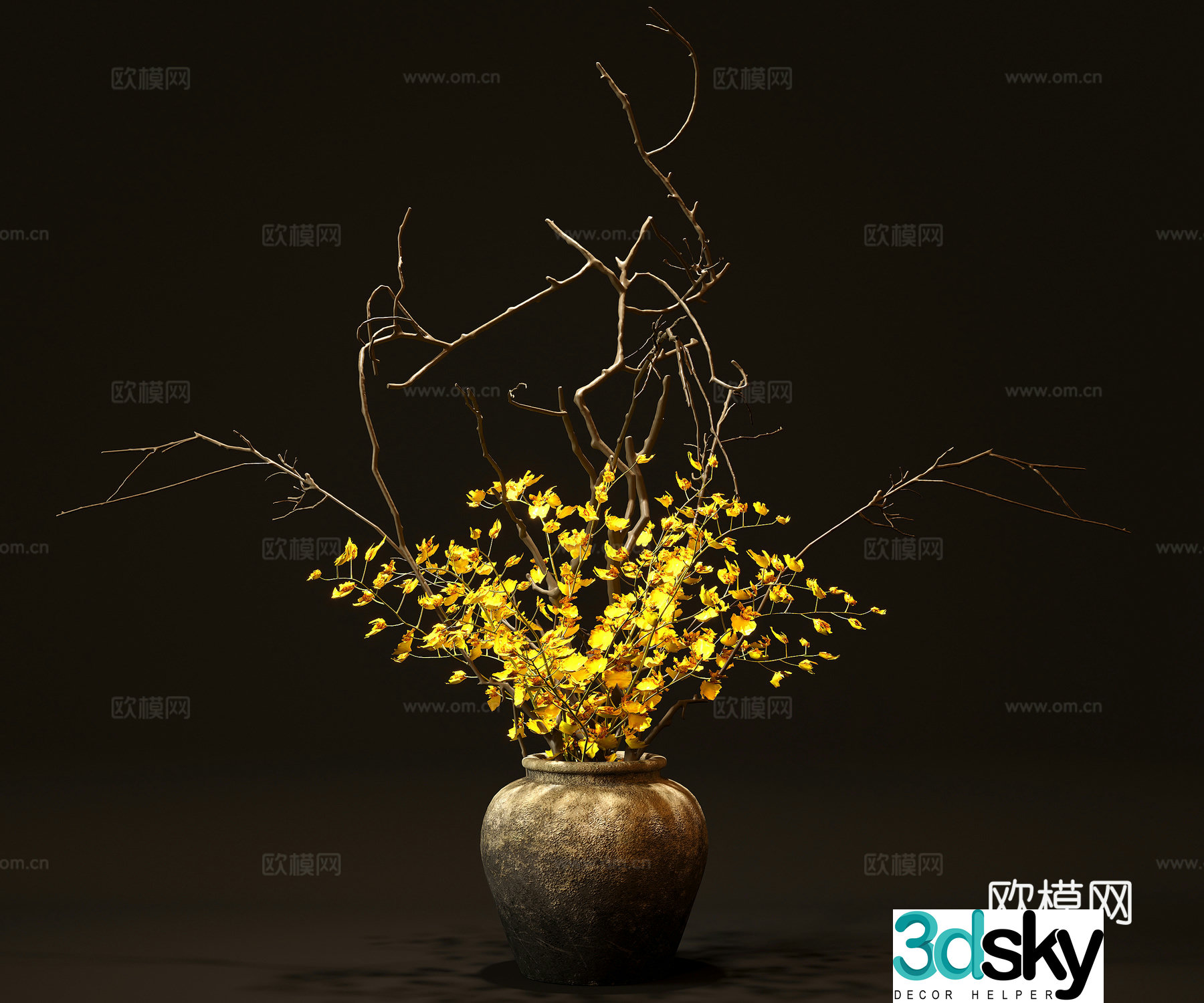 3D model of flower arrangement of vase