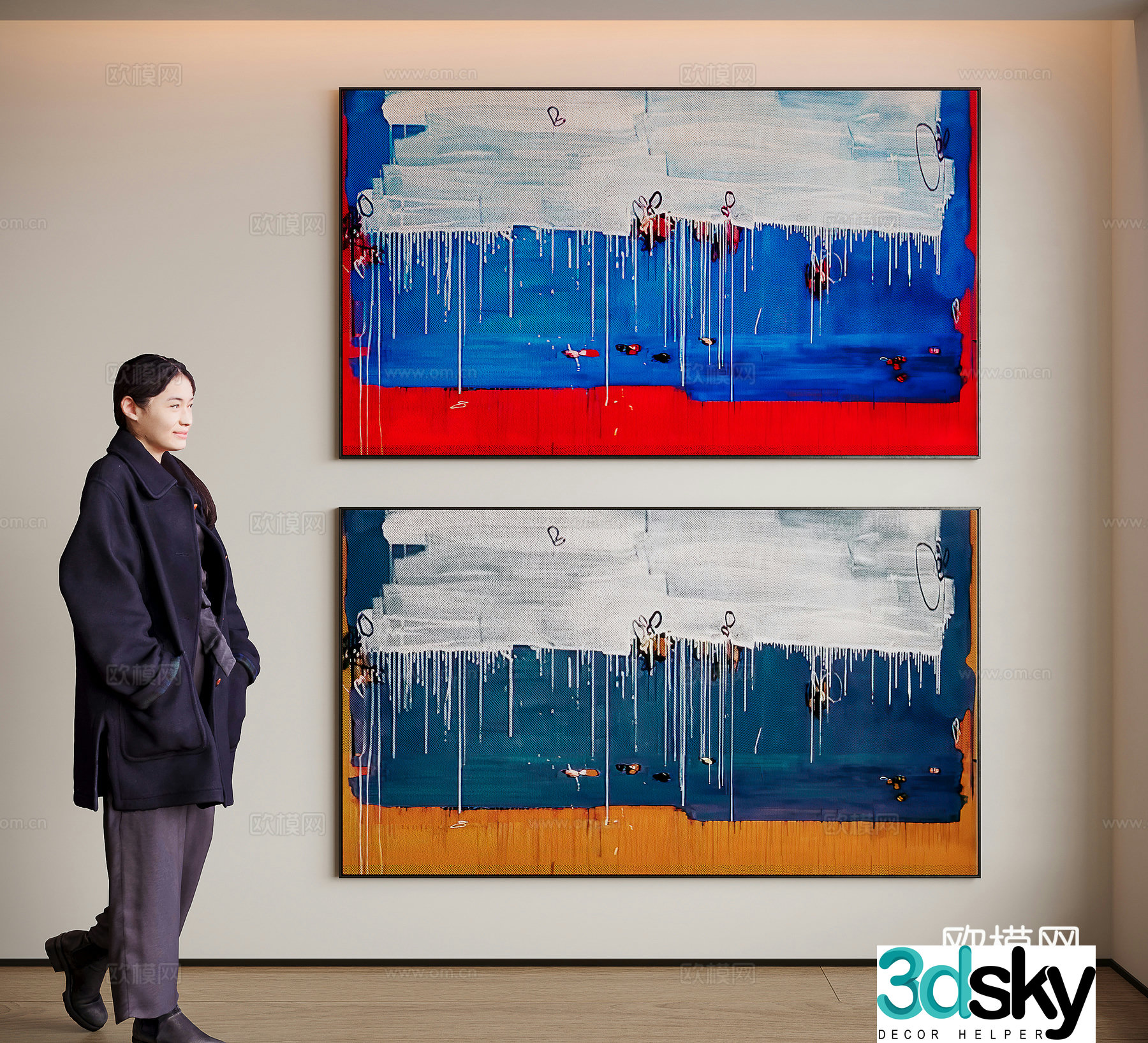 Modern minimalist decorative painting 3d model