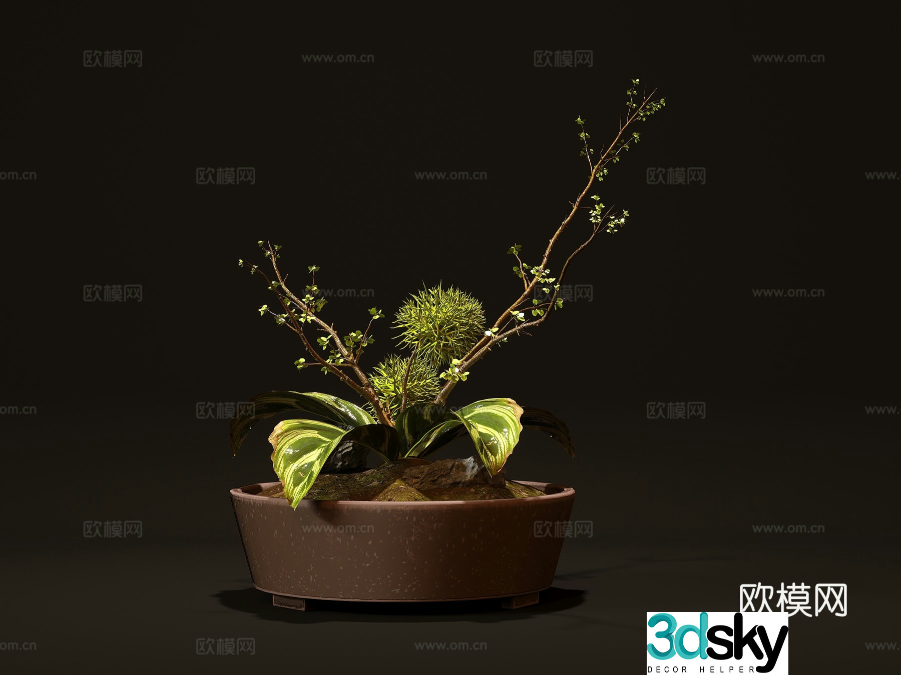 3D model of flower arrangement of vase