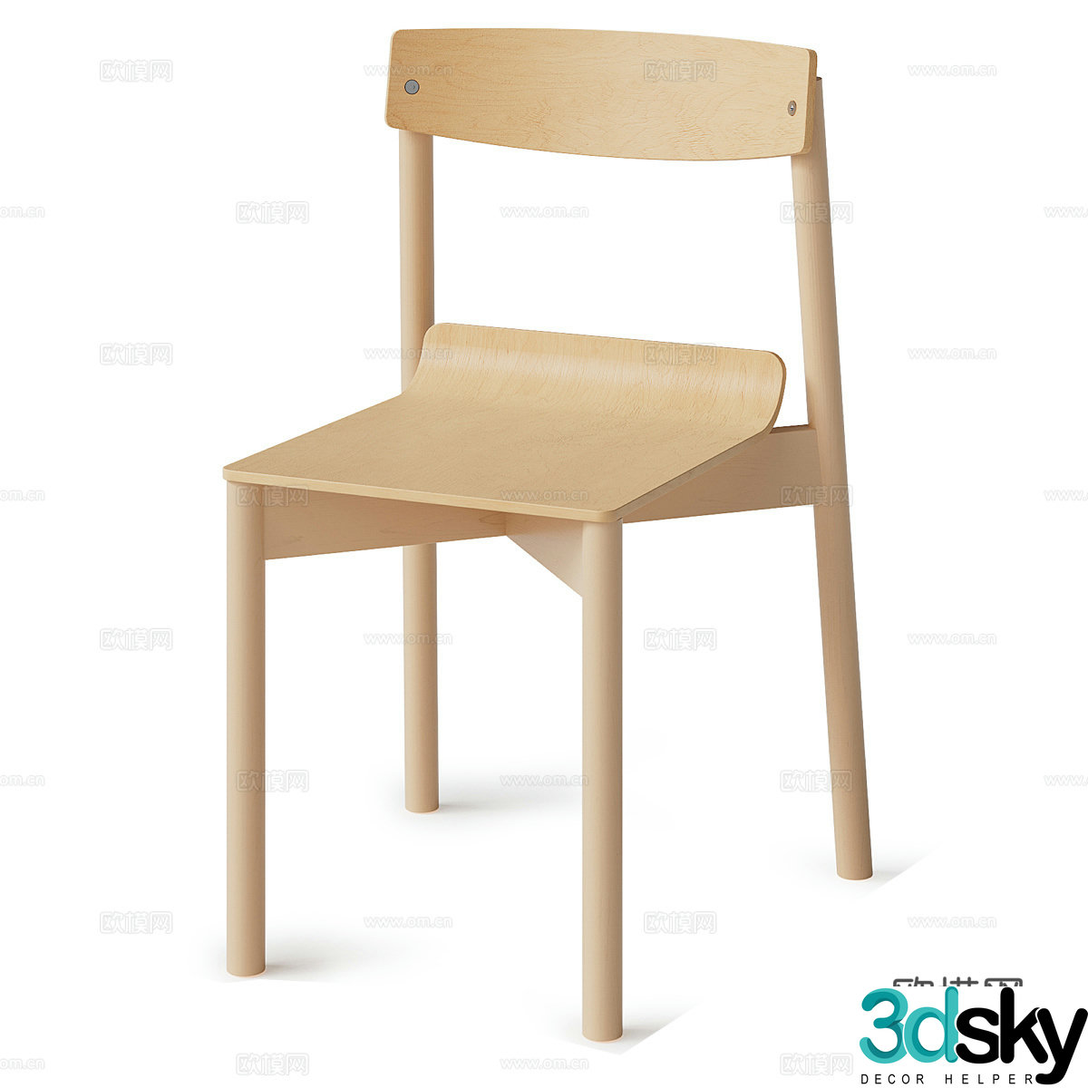 Nordic simple single chair chair simple chair casual chair dining chair 3d model