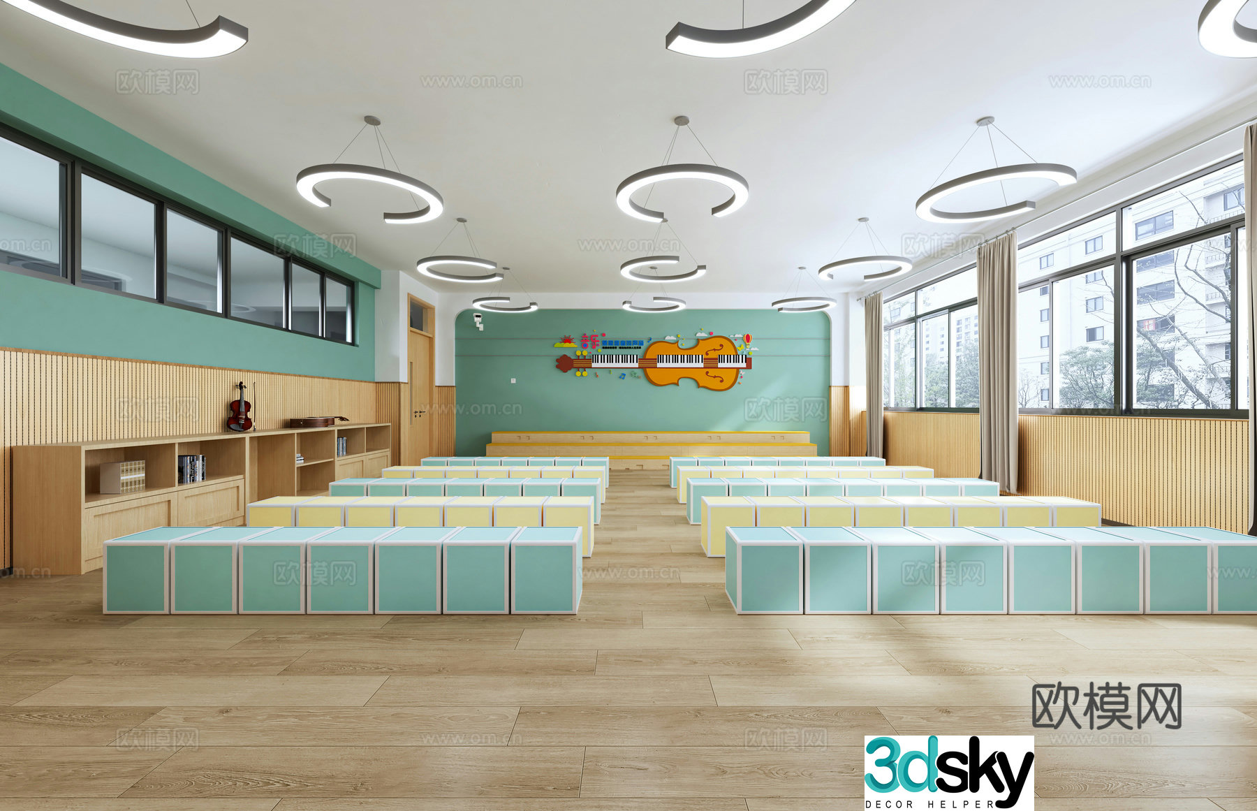 Music classroom Primary and secondary school dance classroom Classroom Music equipment 3D model