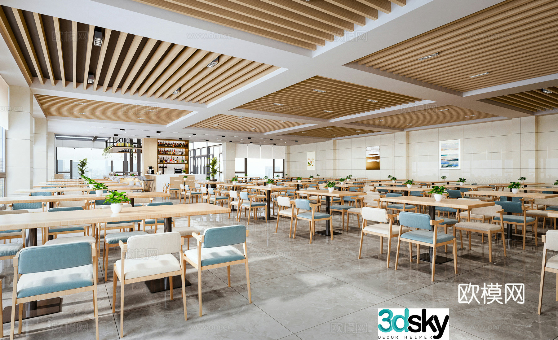 Xiu Garden Restaurant Water Bar Staff Canteen Casual Restaurant 3D Model