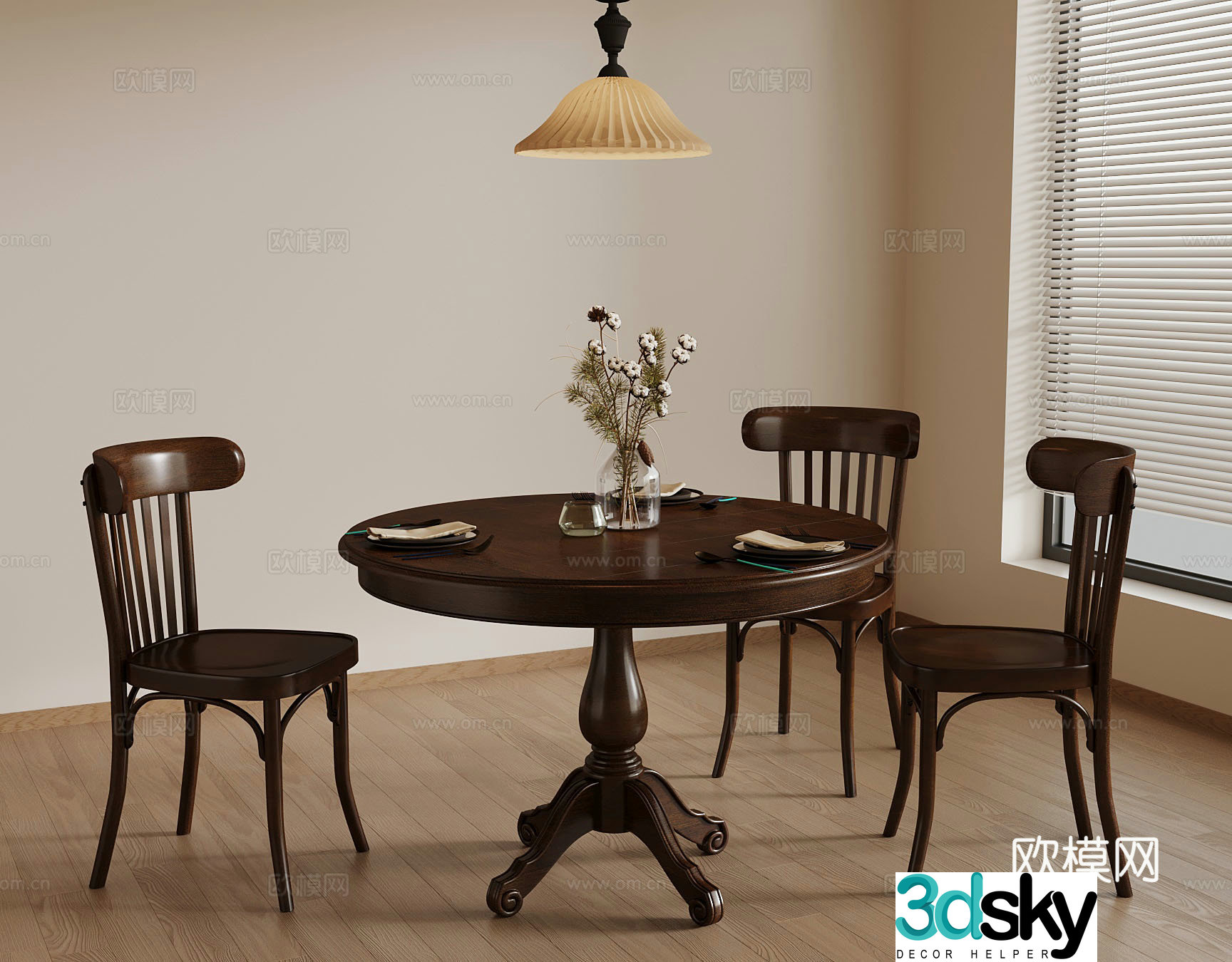 Dining table and chairs Wasabi Wind Dining table and chairs 3D model