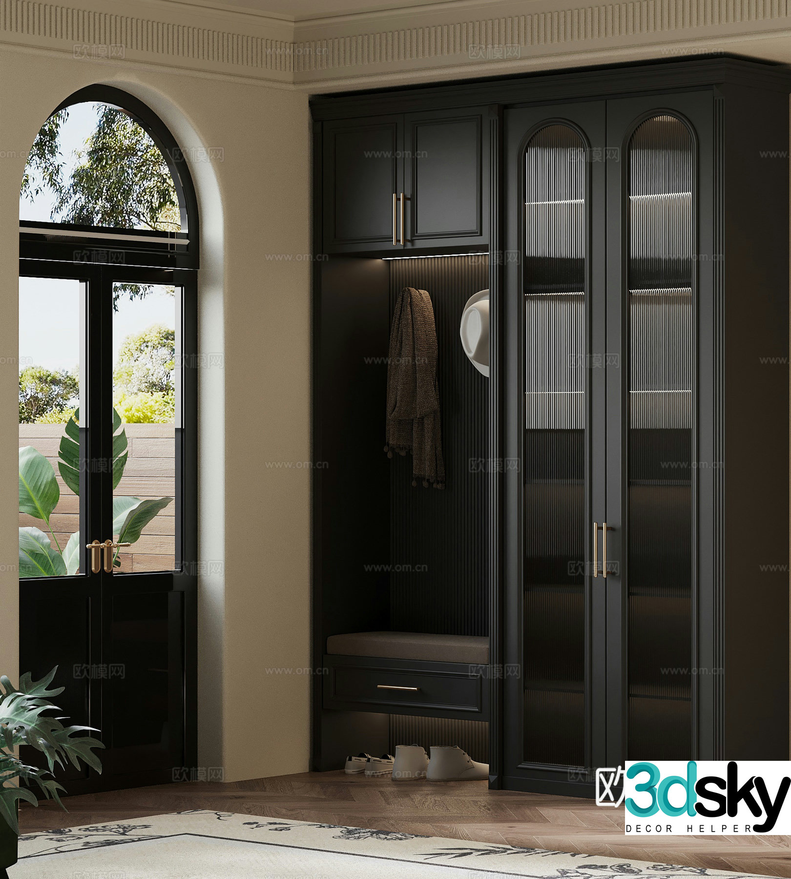 Shoe cabinet French shoe cabinet porch cabinet 3d model
