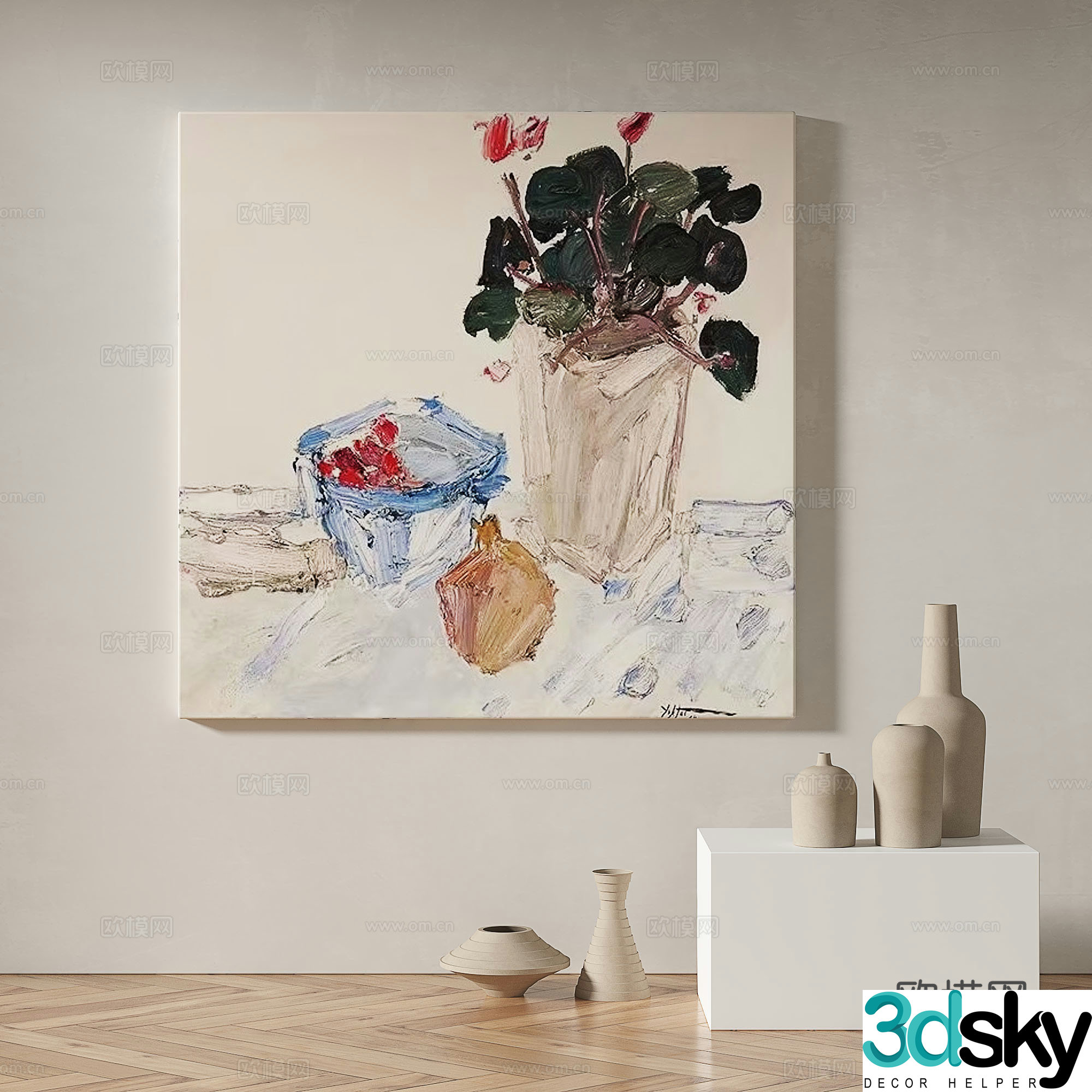 Modern minimalist abstract retro decorative painting 3d model