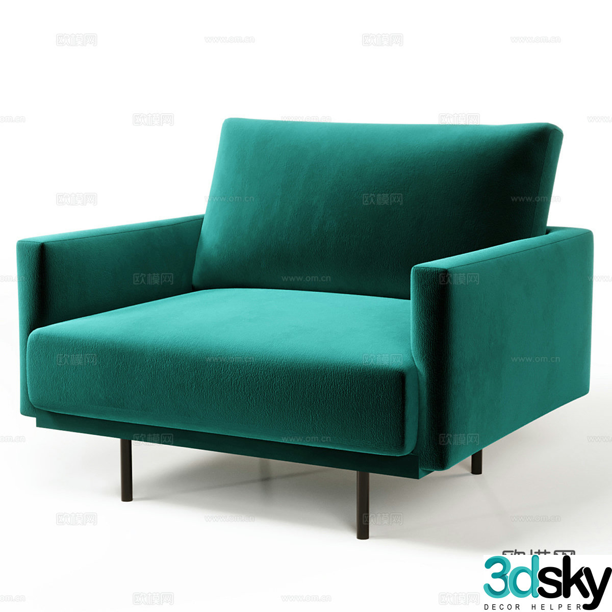 Modern Italian Misle Barhat Emerald Armchair 3d Model