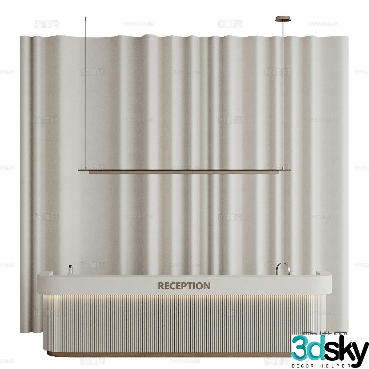 Modern creamy reception desk front desk 3D model