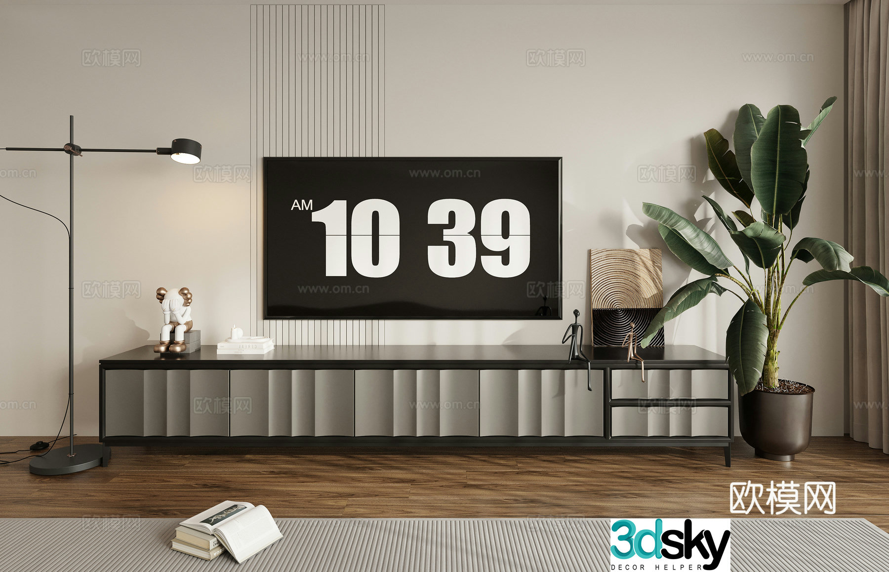 TV background wall TV cabinet 3d model