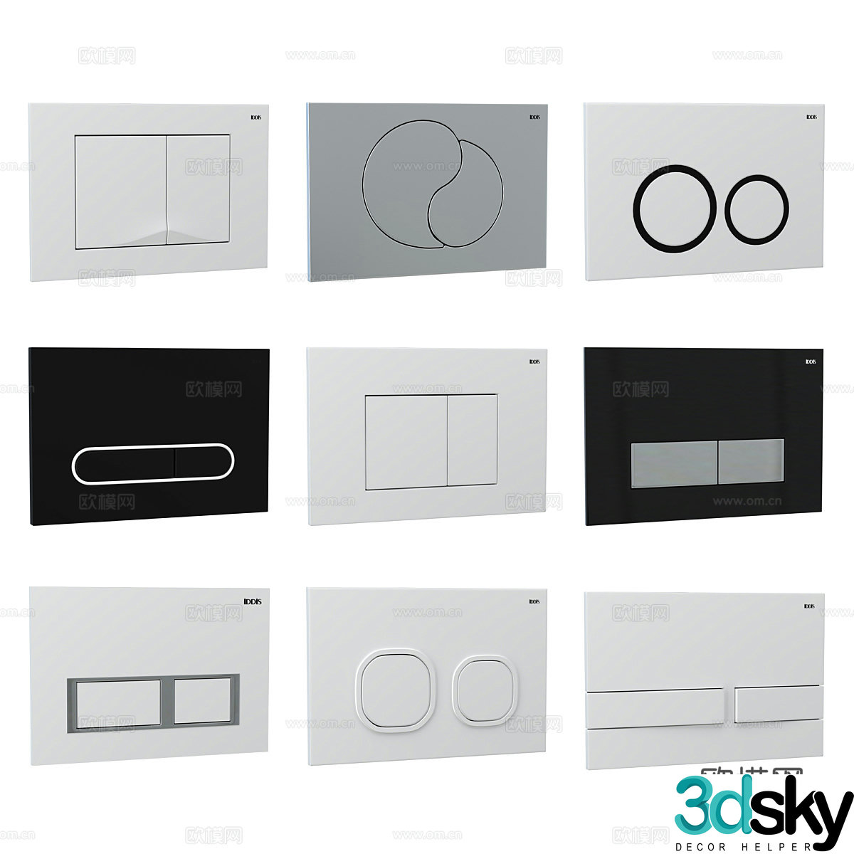 Modern light luxury IDDIS flush button 3d model
