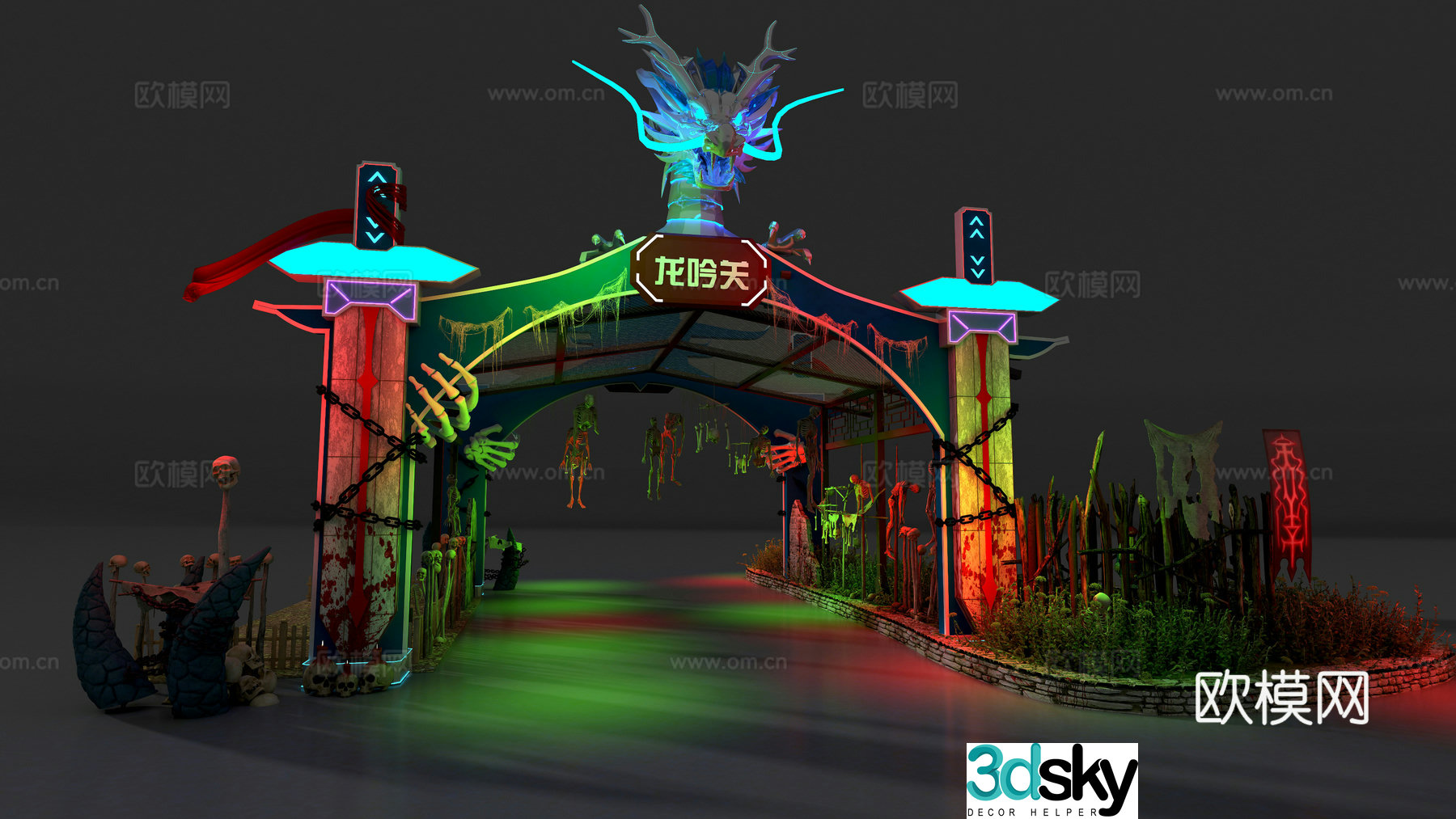 Chinese Horror Door Head 3D Model