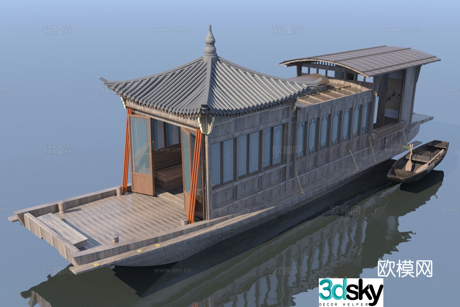 Chinese style cruise ship 3d model