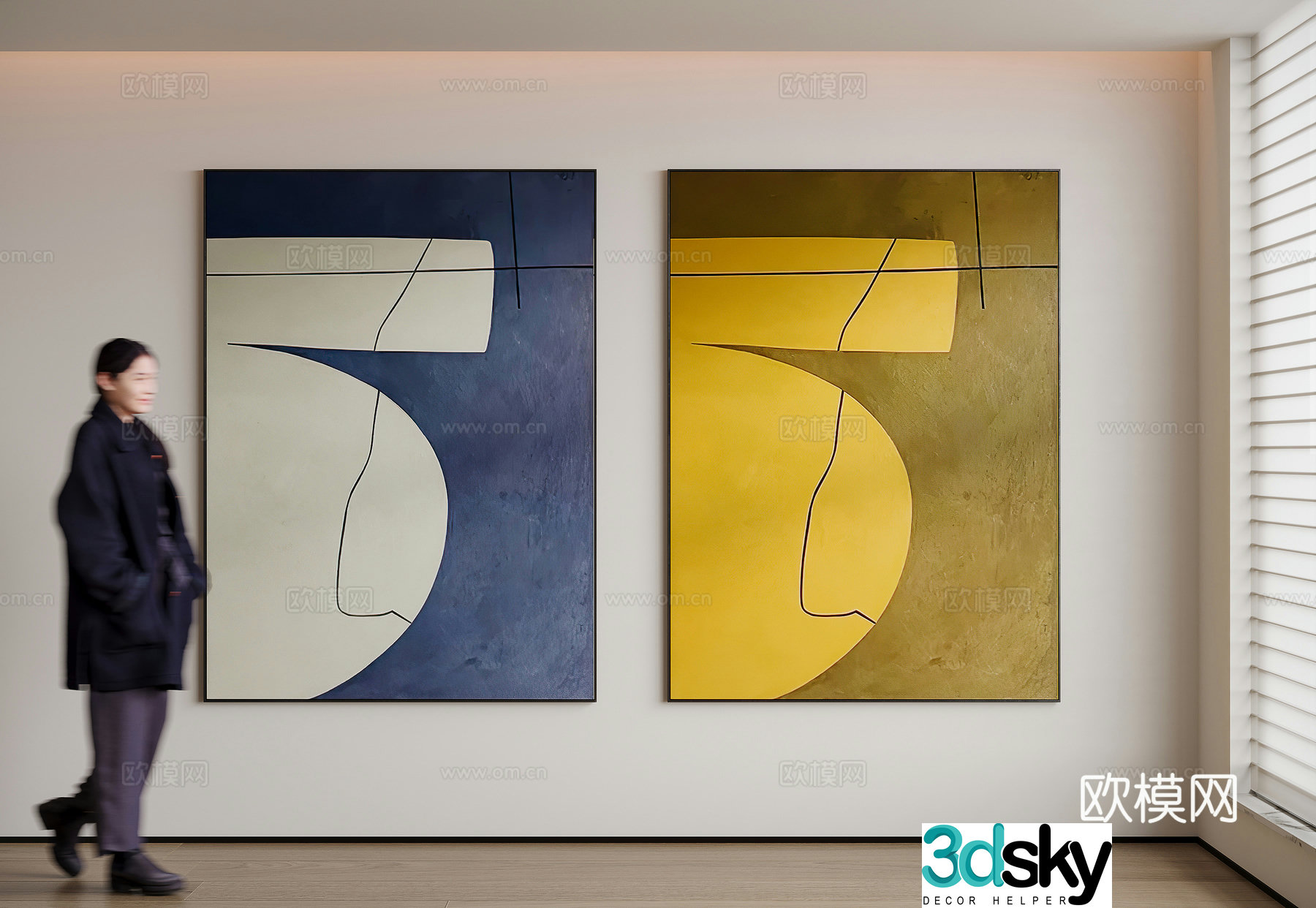 Modern minimalist decorative painting 3d model