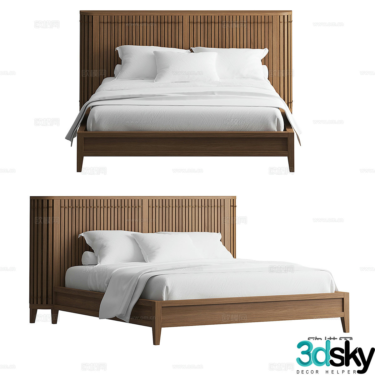 Nordic simple double bed double bed simple bed 3d model