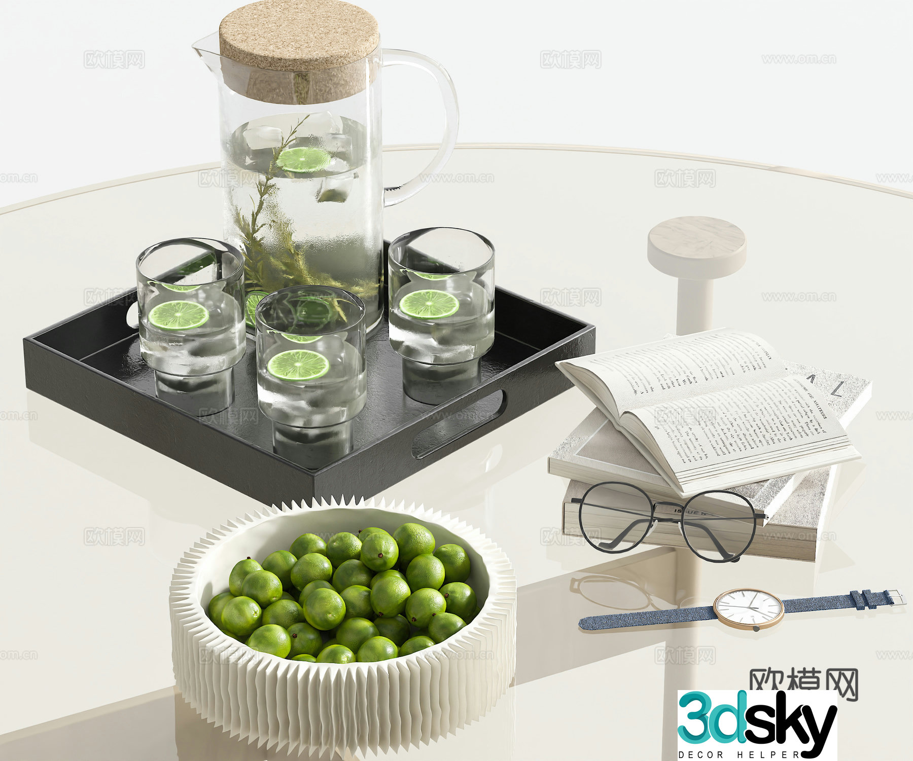 Modern Italian desktop ornaments Fruit beverage book ornaments Beverage tray ornaments Sideboard 3D model