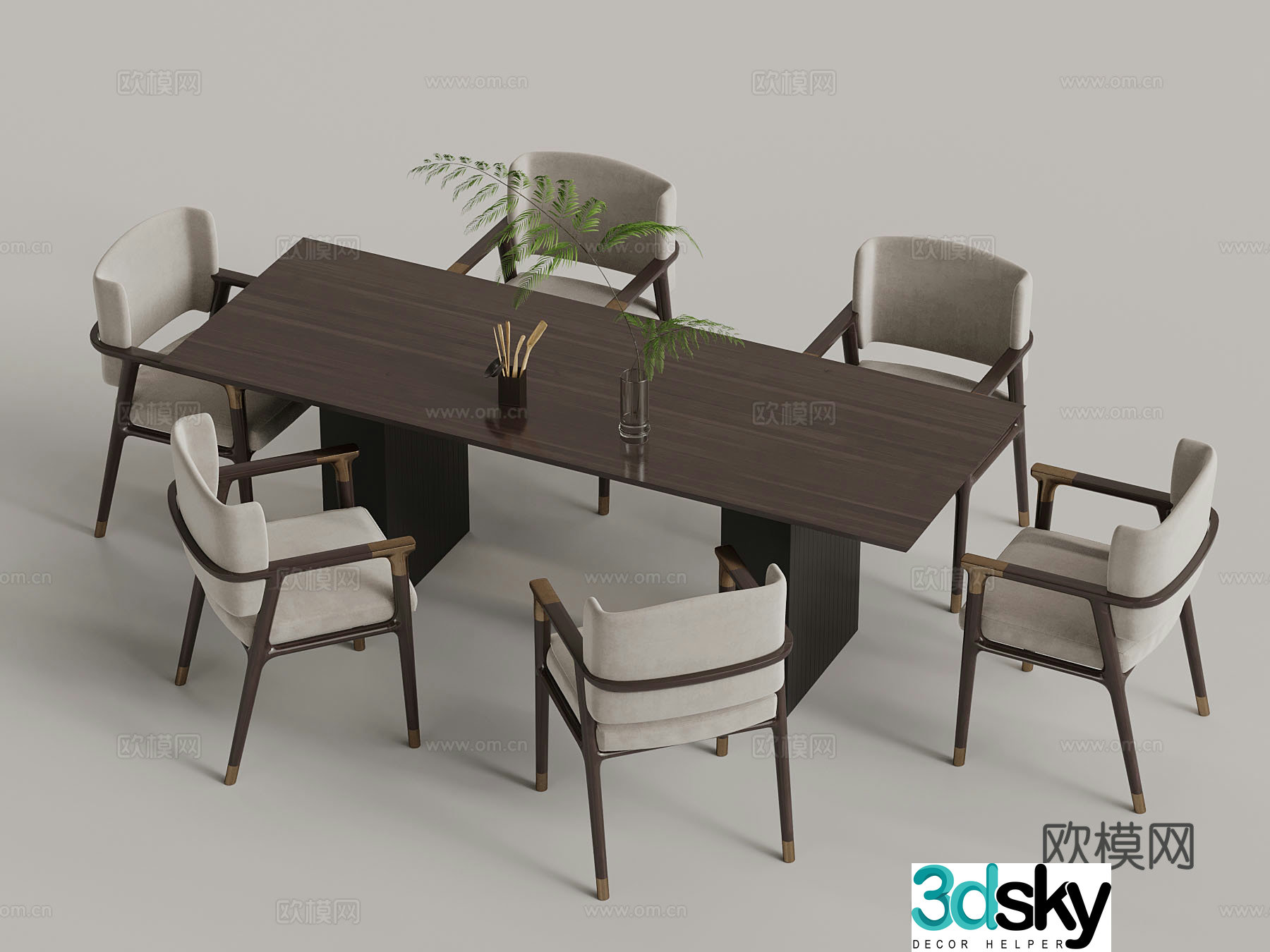 New Chinese style casual table and chairs decorative 3D model