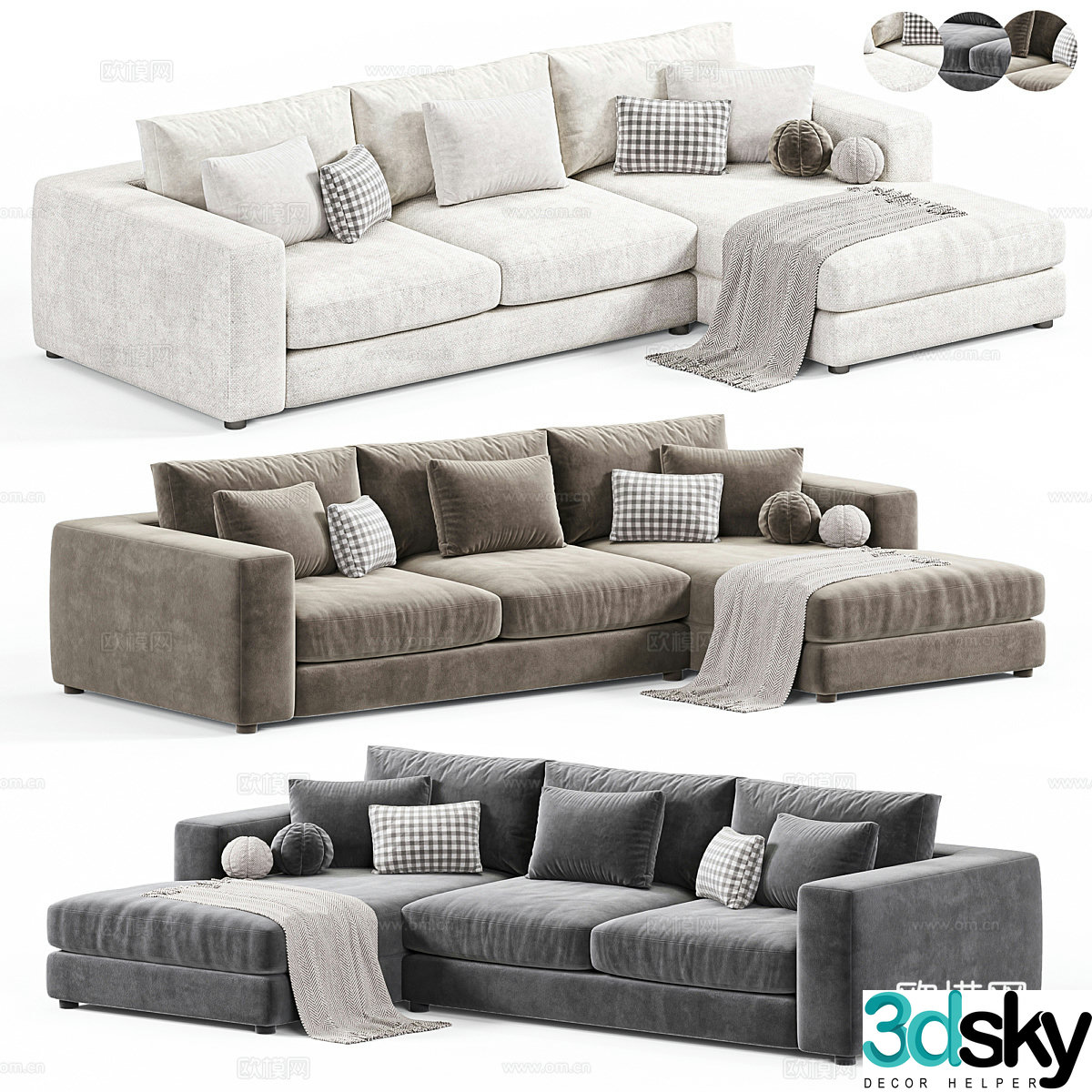 Modern Italian Oceanside Deep sofa 3d model