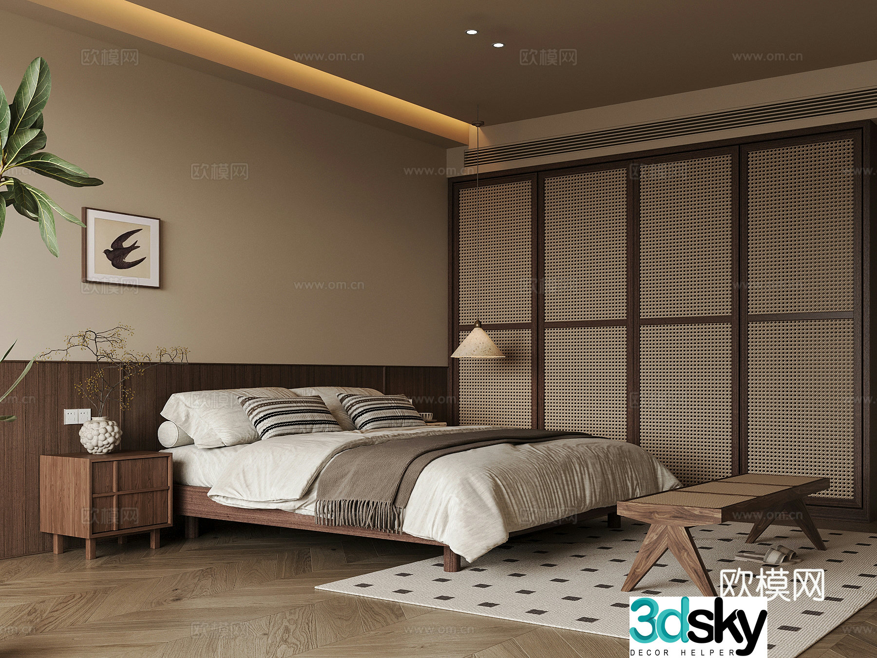 Bedroom Jijifeng bedroom medieval style bedroom wardrobe double bed 3D model