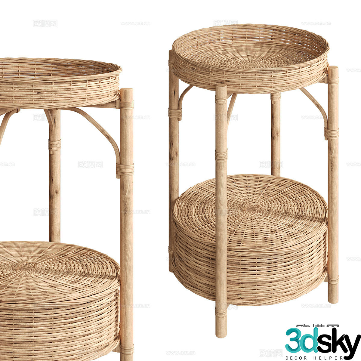 New Chinese style bamboo weaving edges and rounds and 3D model