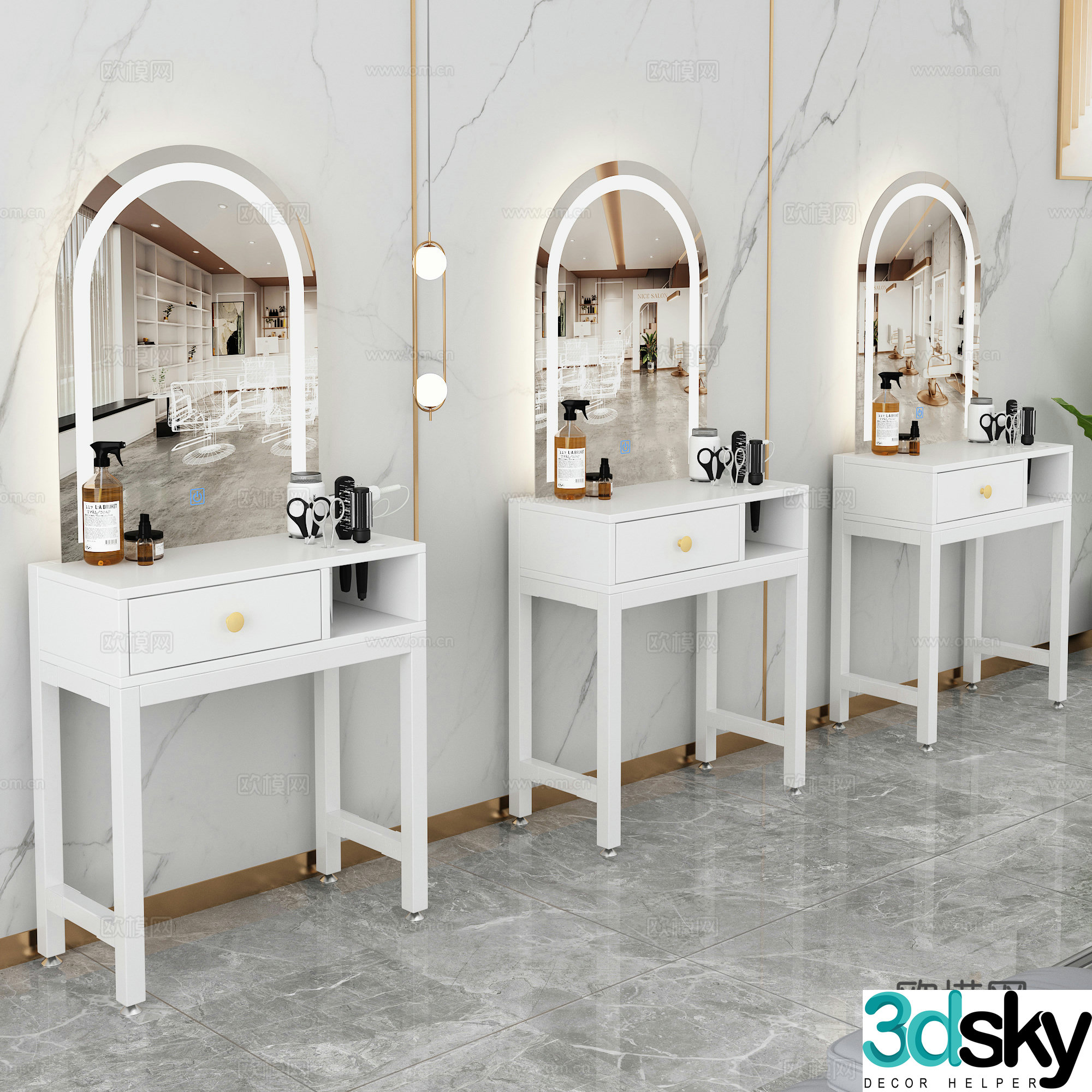 Wedding shop dressing table cosmetics hairdressing supplies 3d model