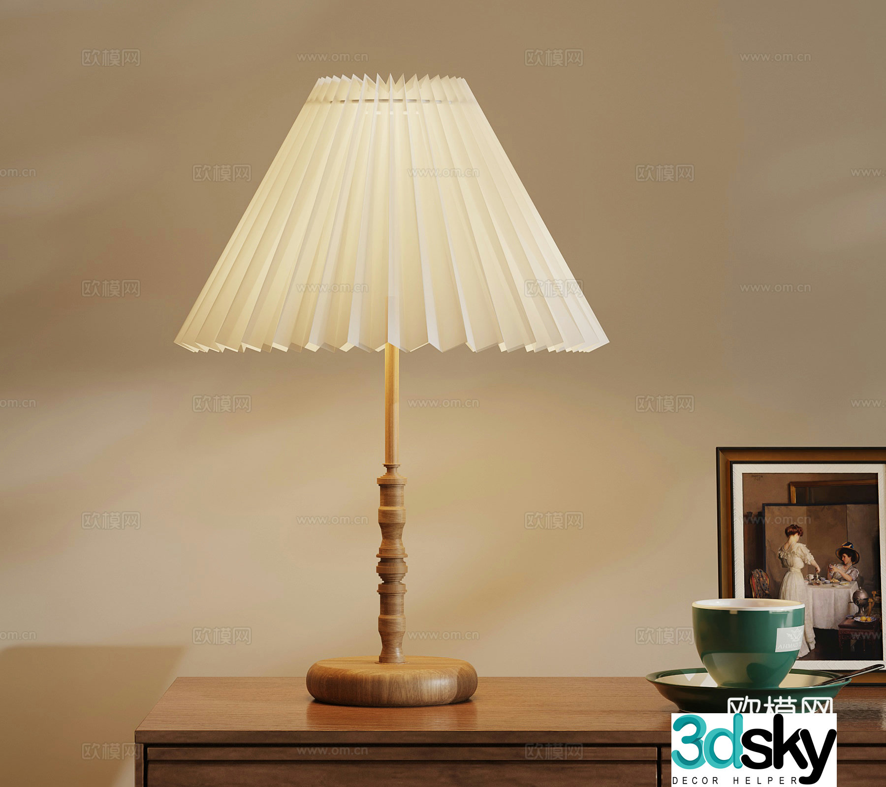 Table lamp French medieval style table lamp coffee cup photo frame 3d model