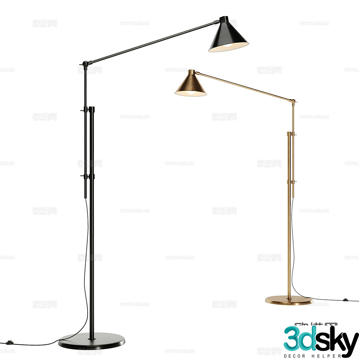 Modern light luxury Dione black floor lamp 3d model