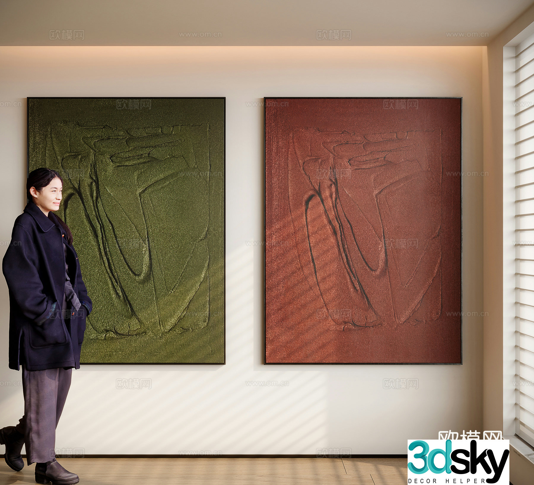 Modern minimalist decorative painting 3d model