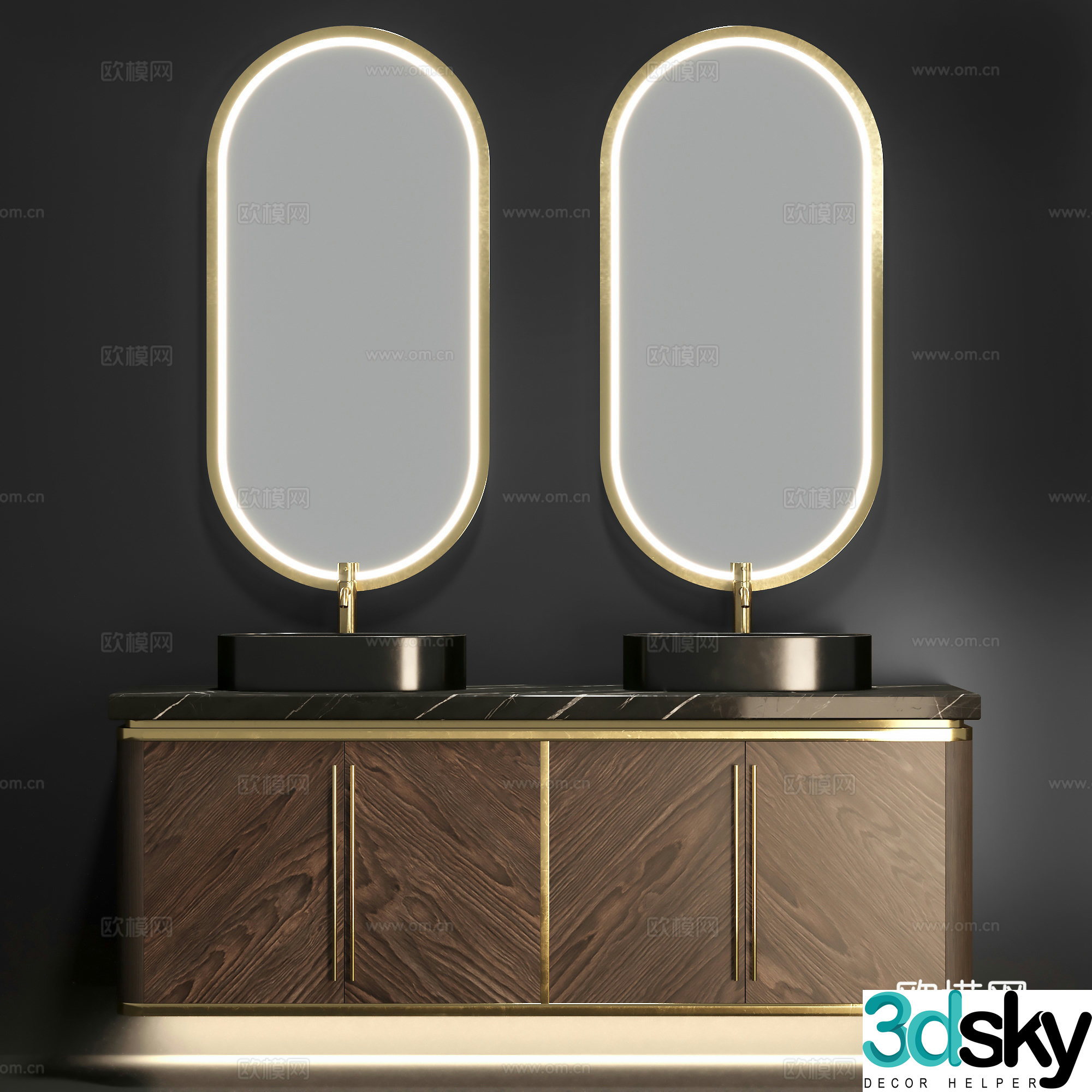 New Chinese style light luxury bathroom cabinet 3D model