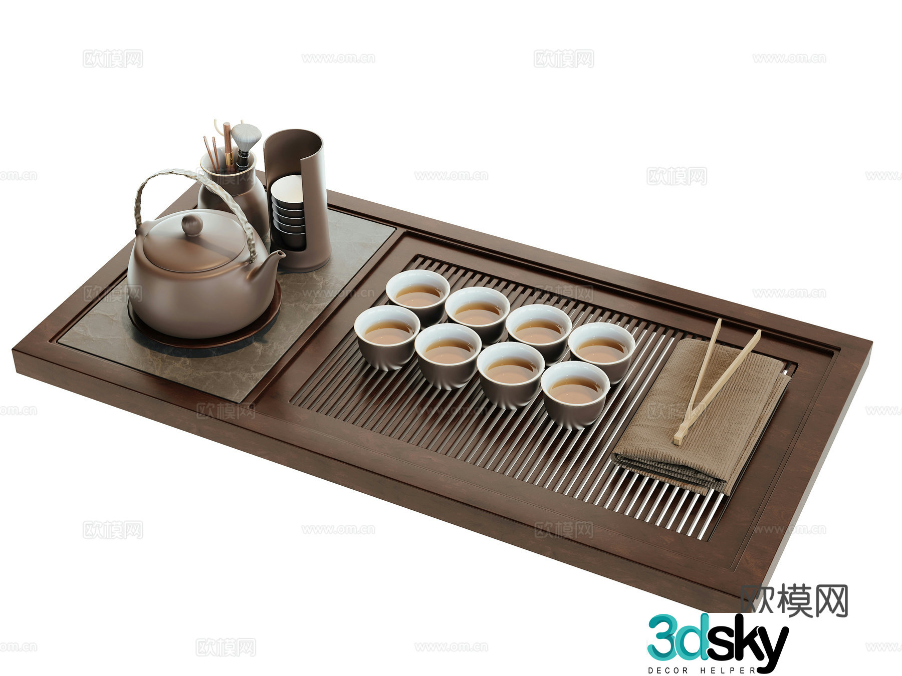 New Chinese style tea set teapot tea cup 3d model